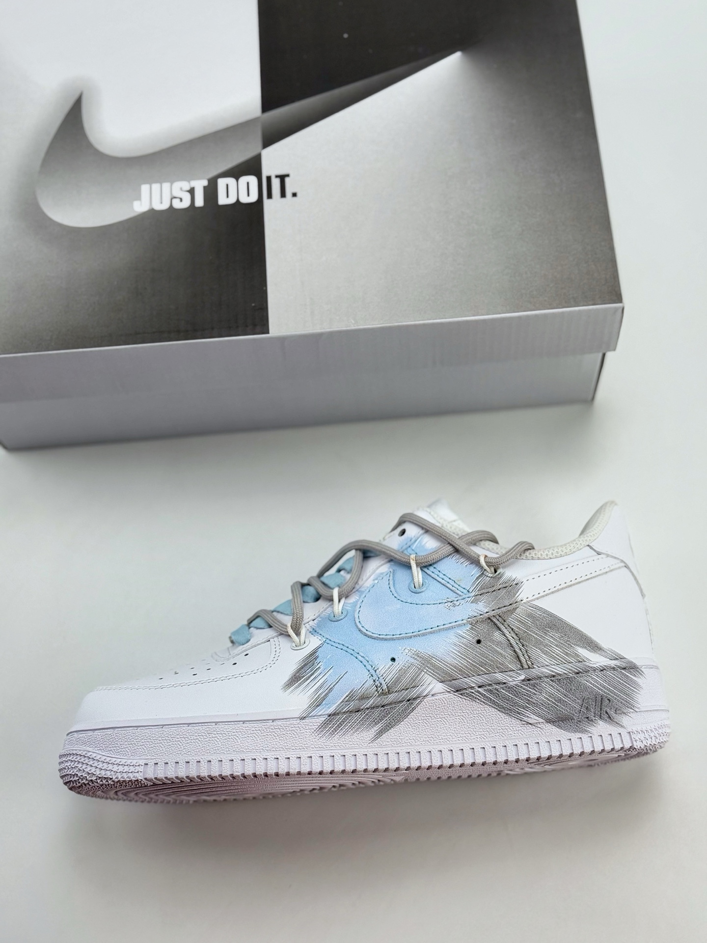 Nike Air Force 1 Low 07 白灰蓝涂鸦绑带  YY2024-626