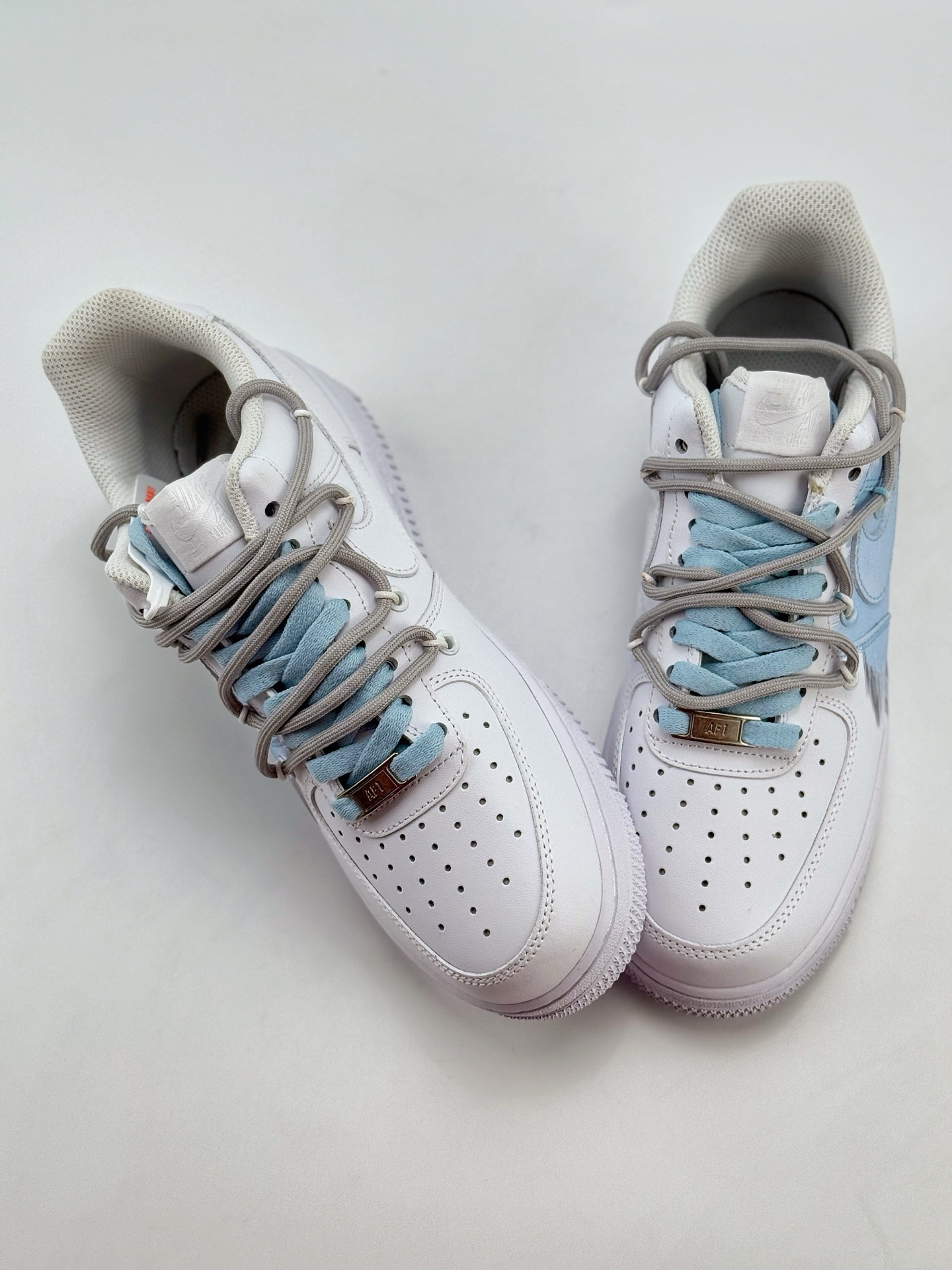 Nike Air Force 1 Low 07 白灰蓝涂鸦绑带  YY2024-626