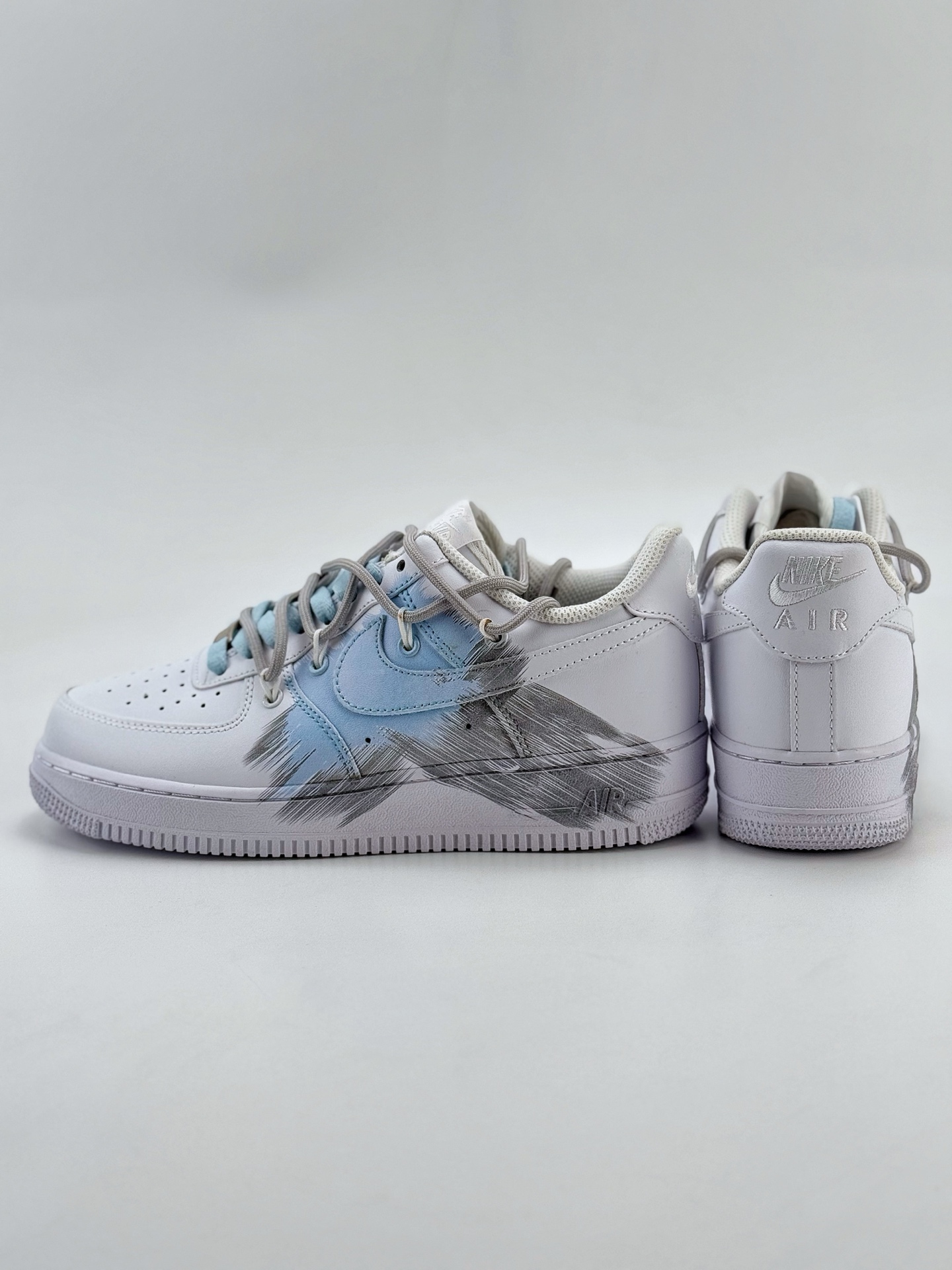 Nike Air Force 1 Low 07 白灰蓝涂鸦绑带  YY2024-626