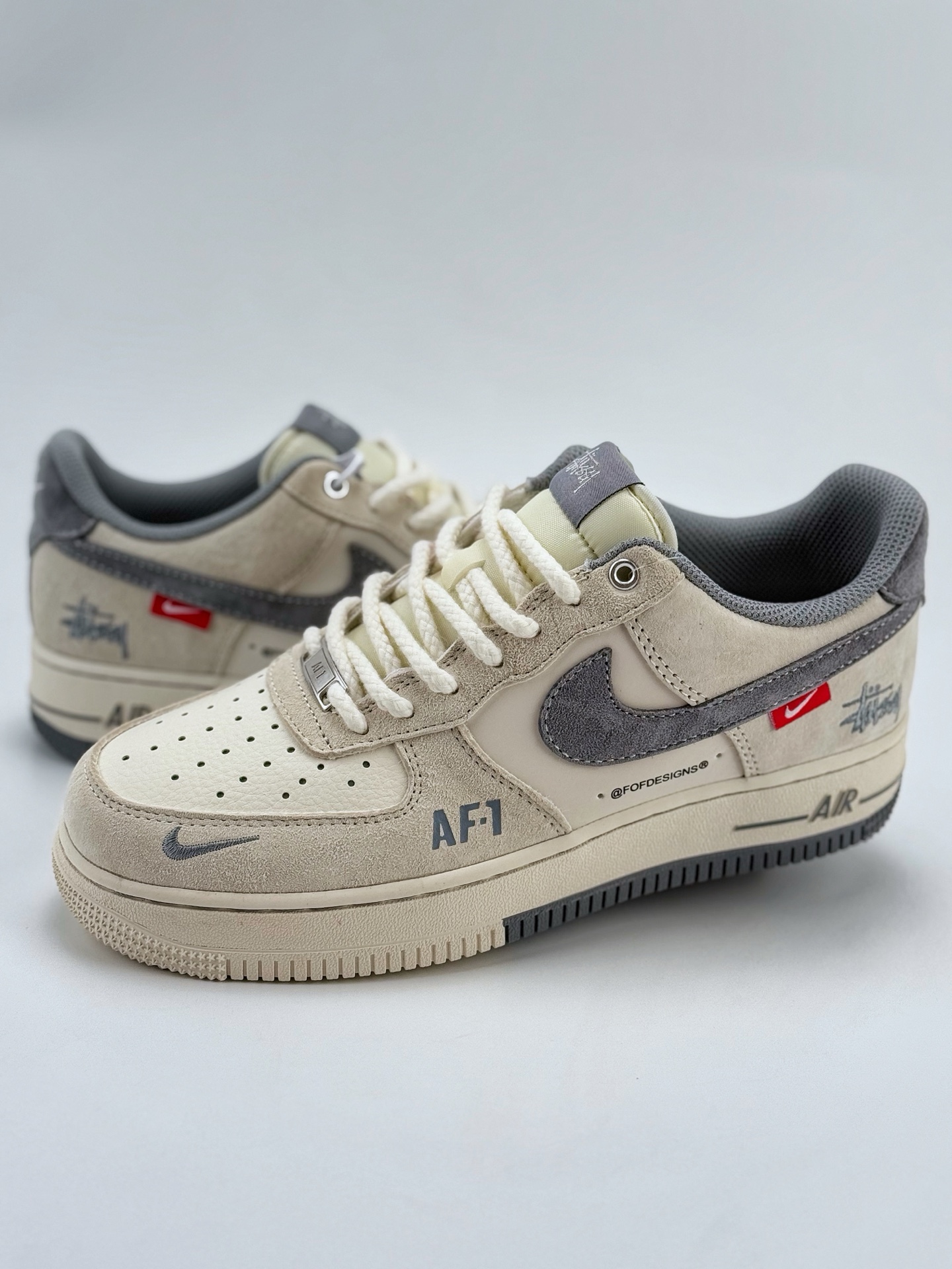 Nike Air Force 1 Low 07 x Stussy 米灰小钩麻绳鞋带  SJ6698-024
