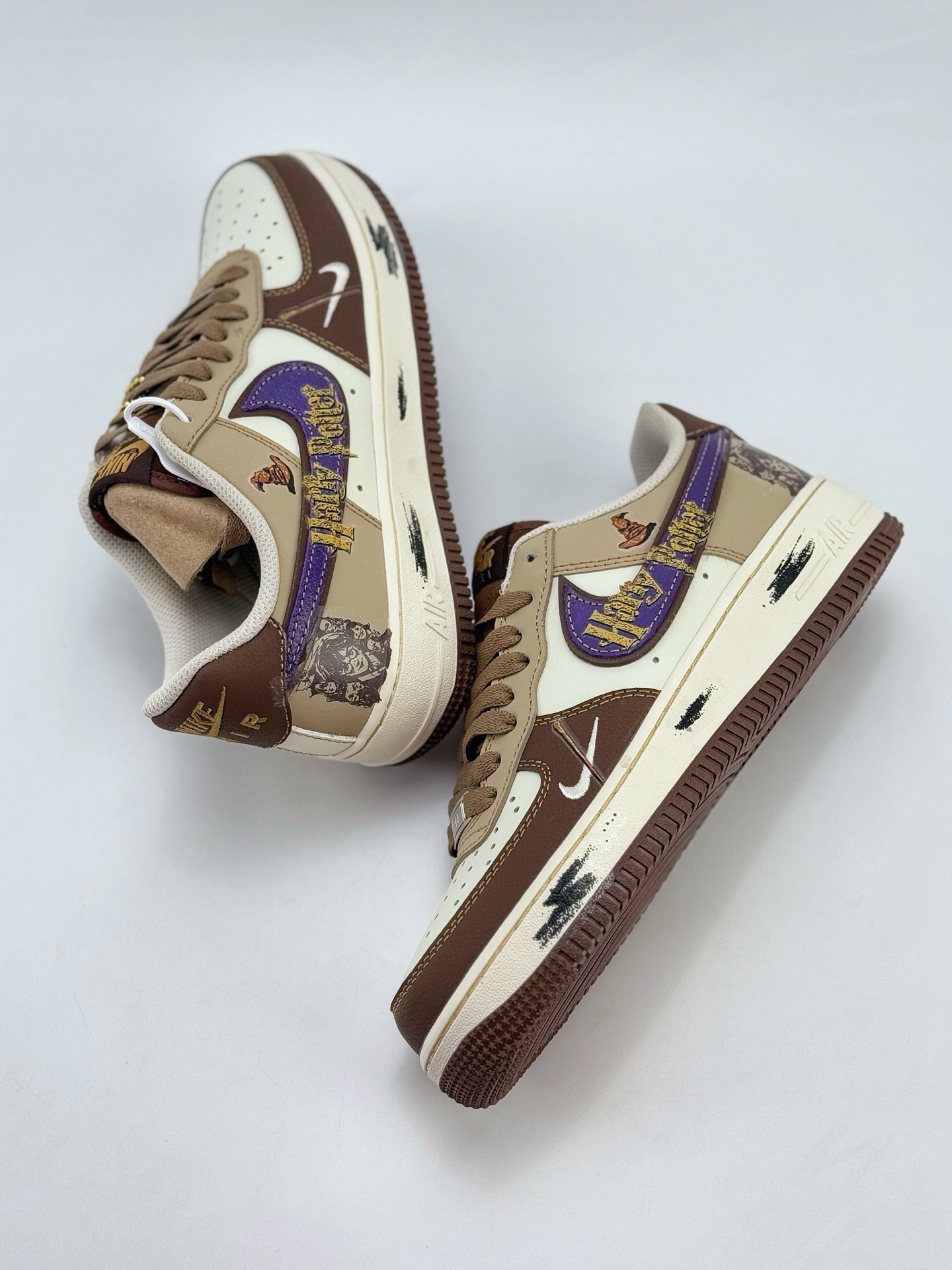 Nike Air Force 1 Low 07 x Harry Potter 哈利波特涂鸦 棕咖紫小钩  LJ2288-111