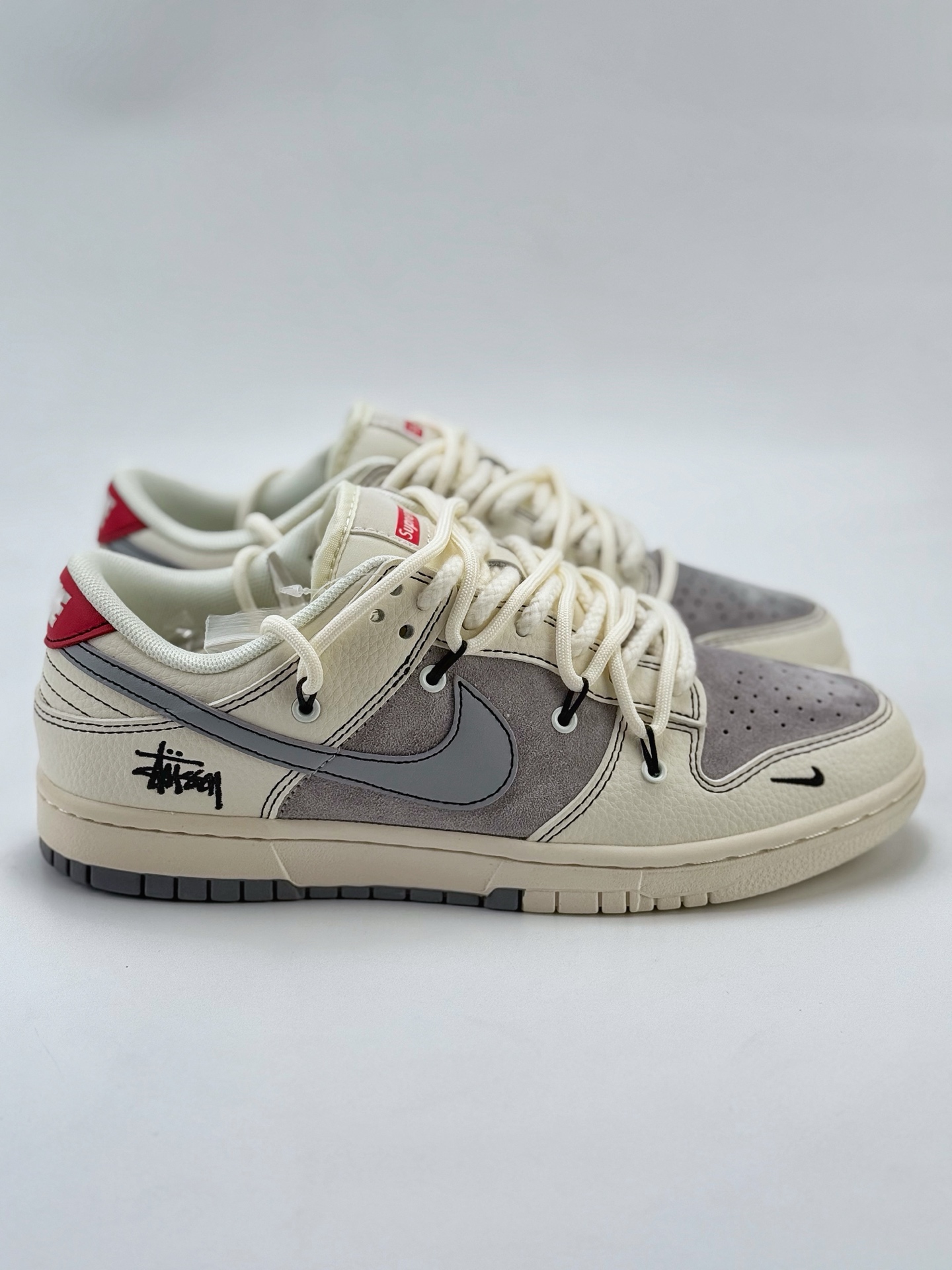 Nike SB Dunk Low x Stussy 白黑灰小钩麻绳绑带  YX5066-269