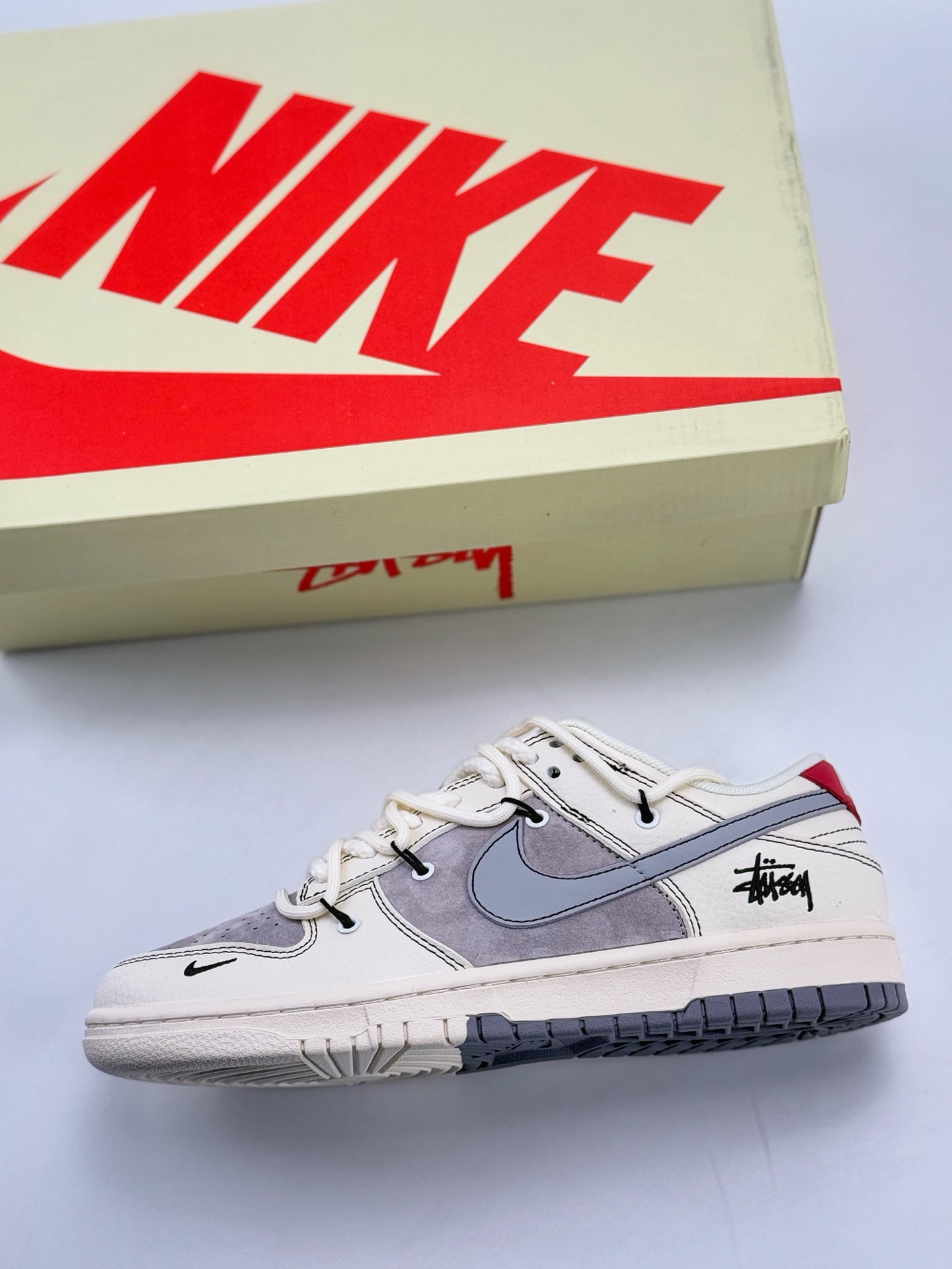 Nike SB Dunk Low x Stussy 白黑灰小钩麻绳绑带  YX5066-269