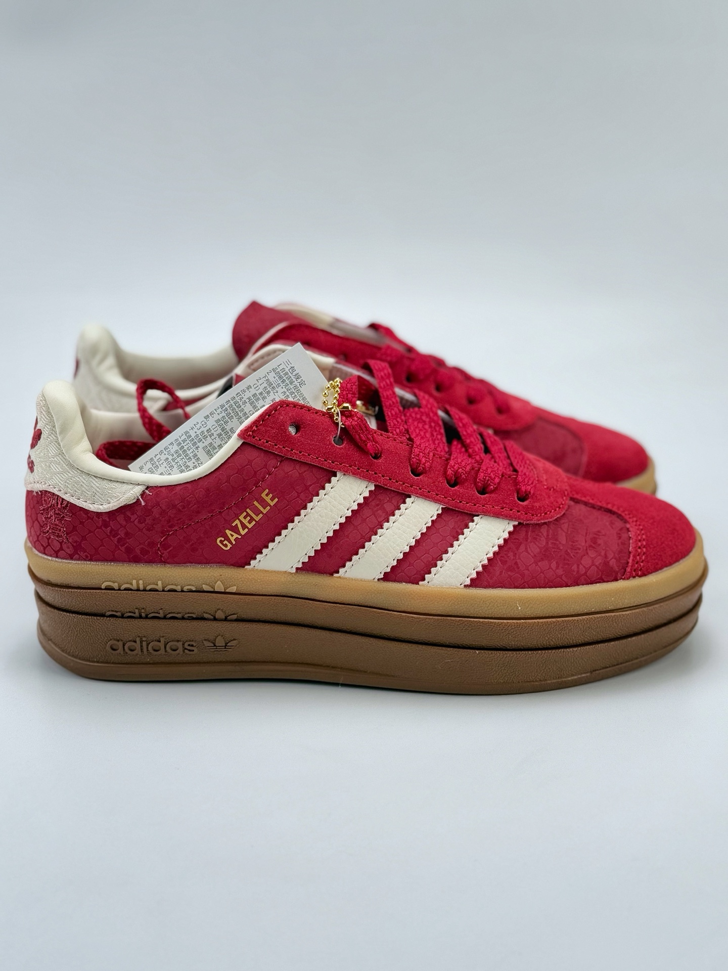 AD Originals Gazelle Bold CNY 蛇年限定 ”year of snake” 红白 三层底低帮耐磨厚底增高板鞋  JQ5977