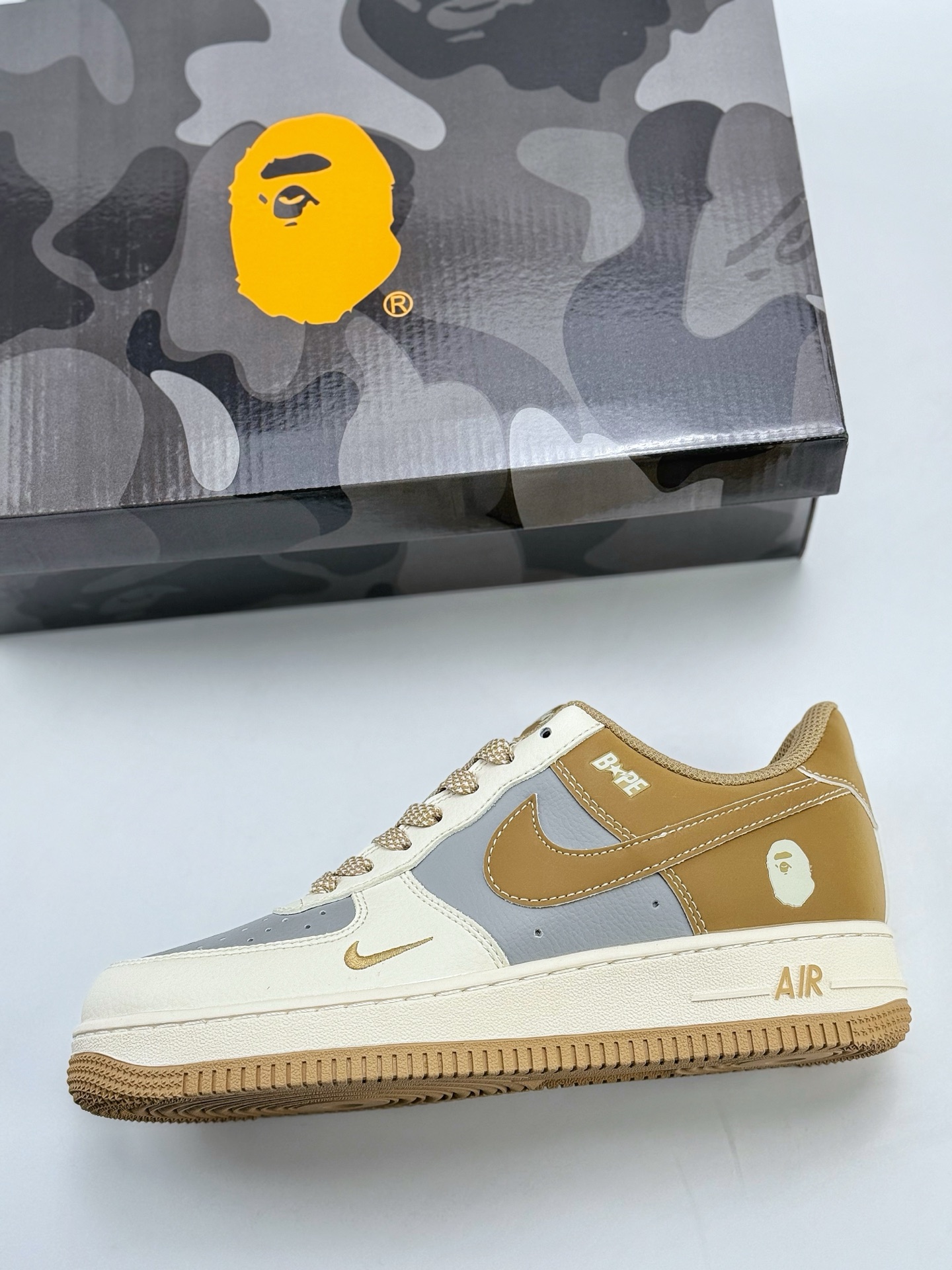Nike Air Force 1 Low 07 x BAPE 白灰黄小钩满天星 BB6566-208
