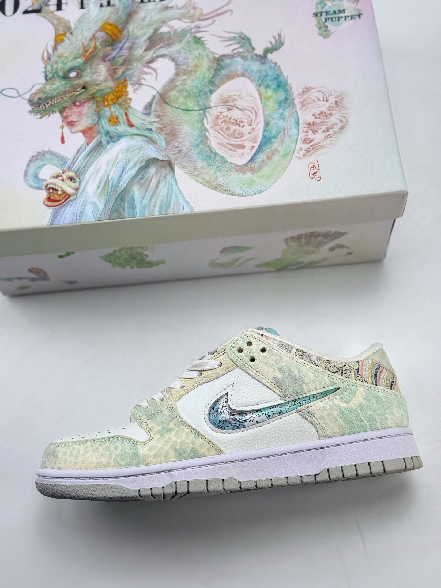Nike SB Dunk Low 蒸汽木偶 CNY龙年限定 三太子敖丙 换皮 白青  DV0831-101