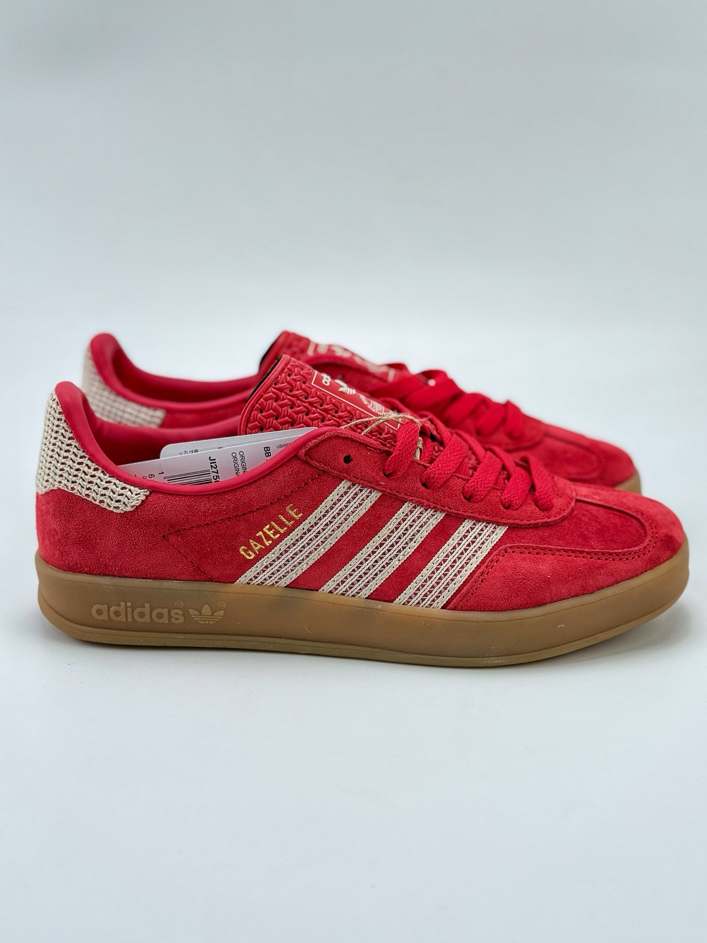 adidas Originals Gazelle INdoor 红 三叶草休闲防滑耐磨低帮板鞋  JI2756