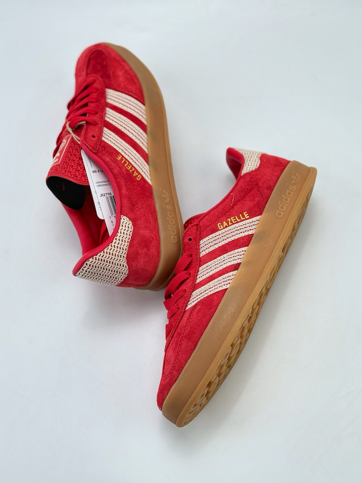 adidas Originals Gazelle INdoor 红 三叶草休闲防滑耐磨低帮板鞋  JI2756