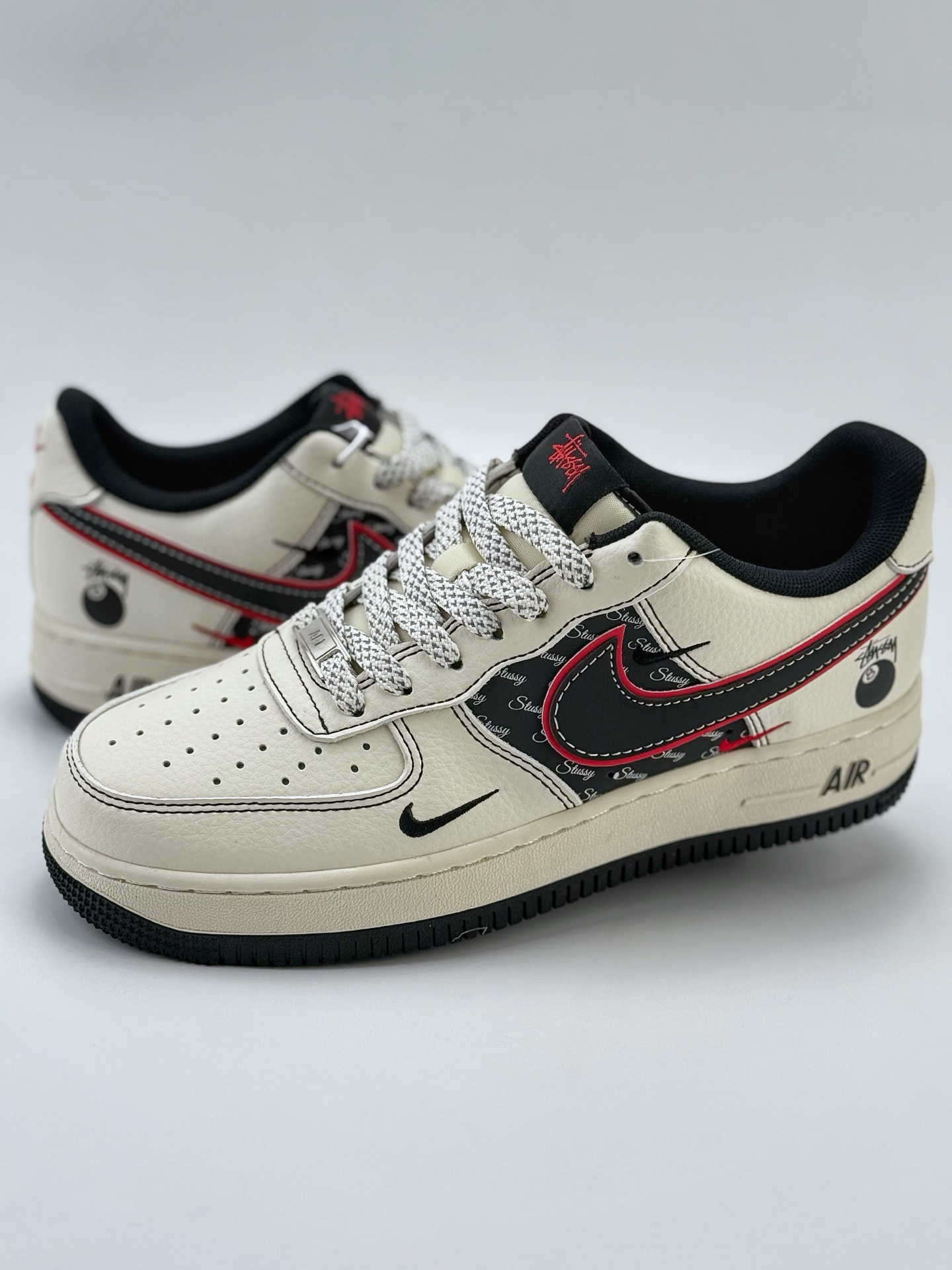 220 Nike Air Force 1 Low 07 x Stussy 白黑红三小钩满天星  HD2258-001