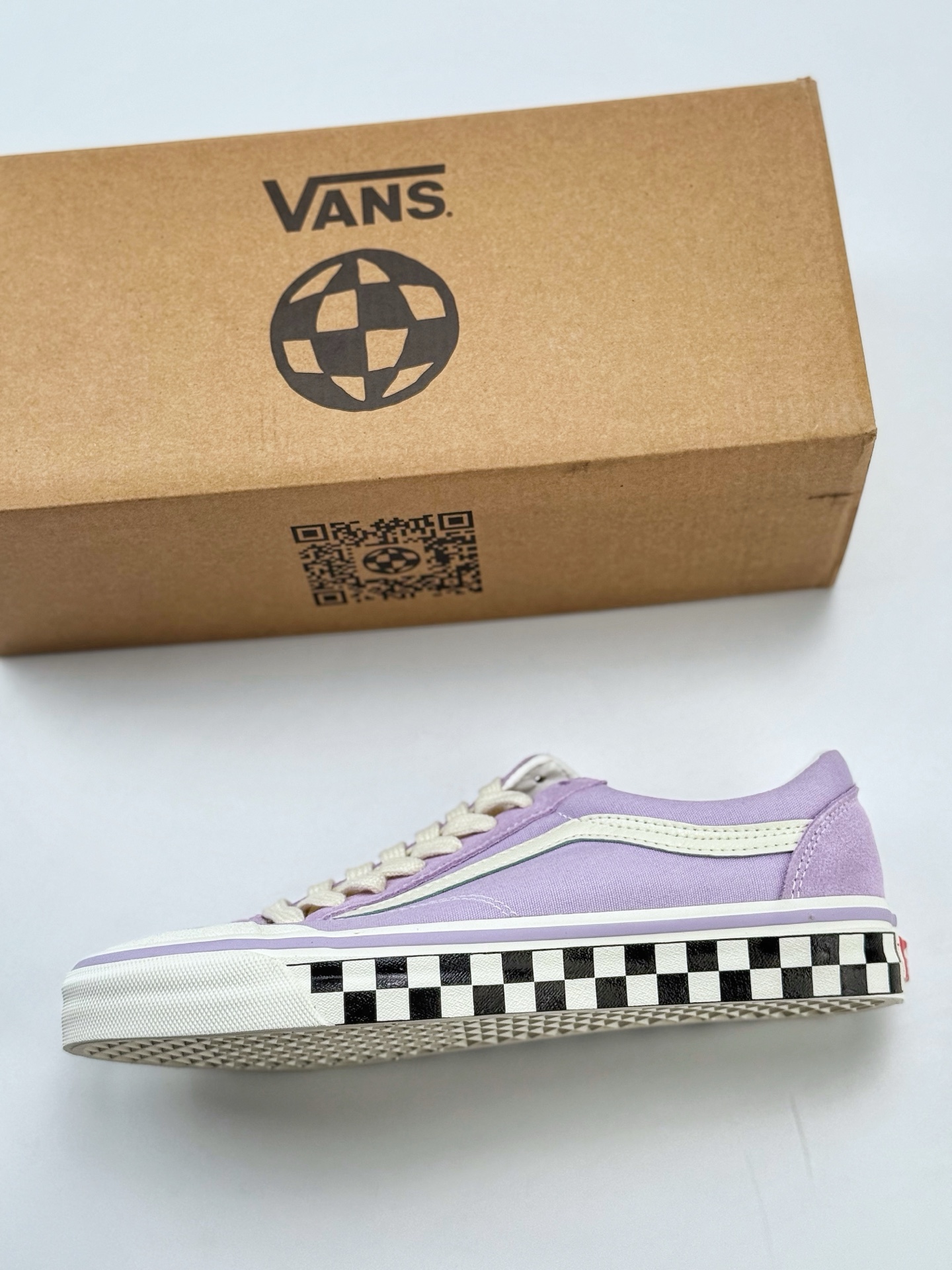 Old Skool Reissue 136范斯官方 高阶支线 全新包头系列 全新VANS紫色棋盘格低帮帆布鞋