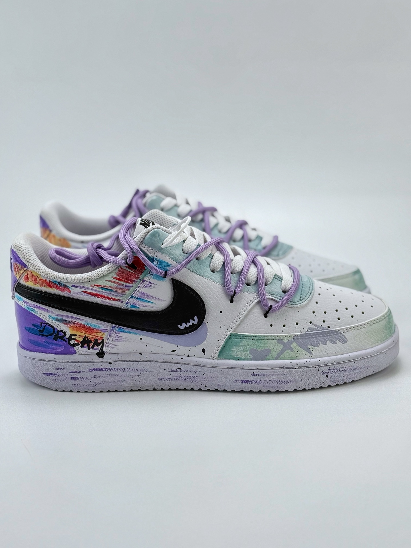 Nike Court Vision Low 元素周期 手绘涂鸦 渐变彩绘 蓝白紫 休闲运动板鞋 DH2978-101