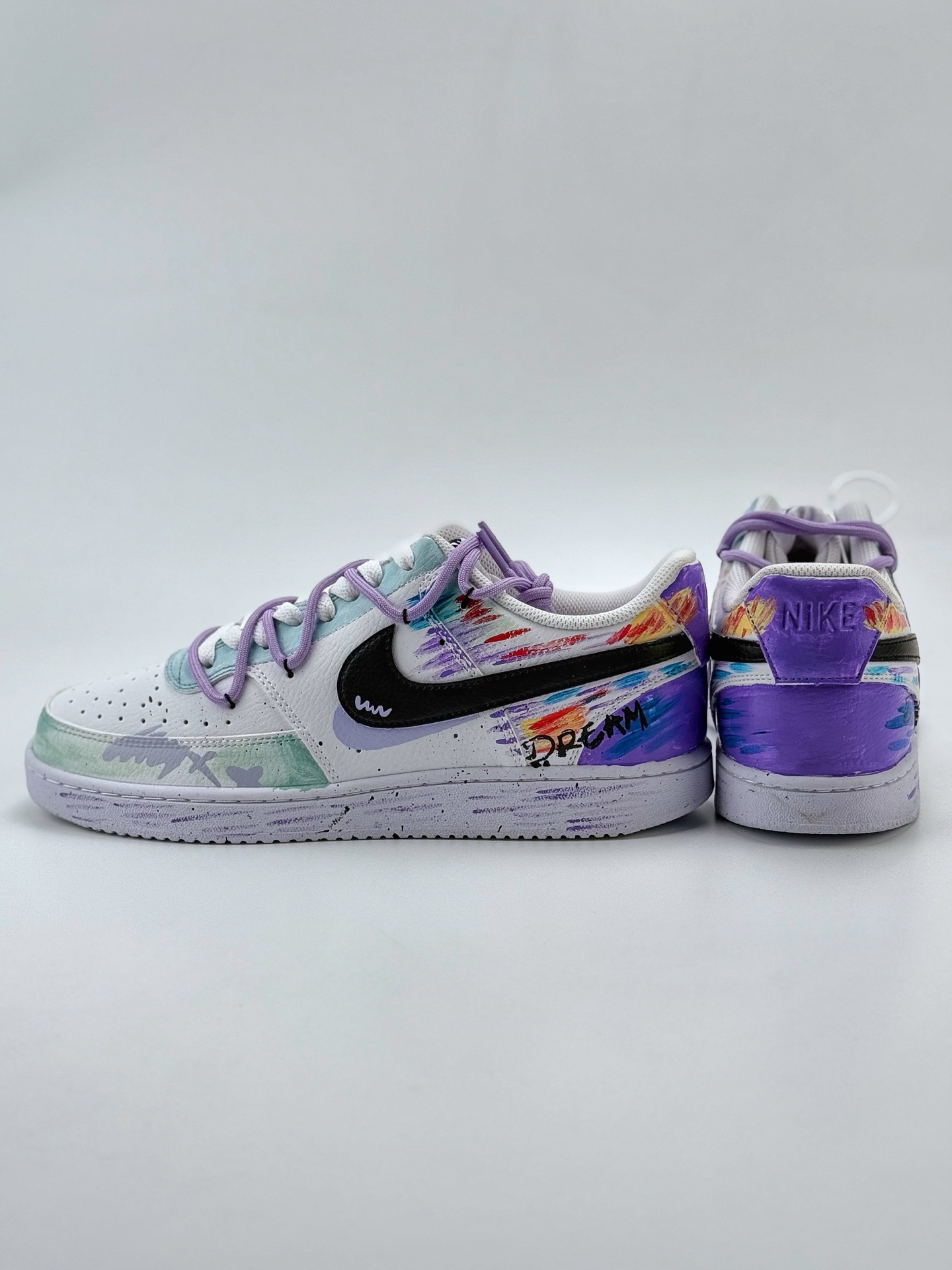 Nike Court Vision Low 元素周期 手绘涂鸦 渐变彩绘 蓝白紫 休闲运动板鞋 DH2978-101