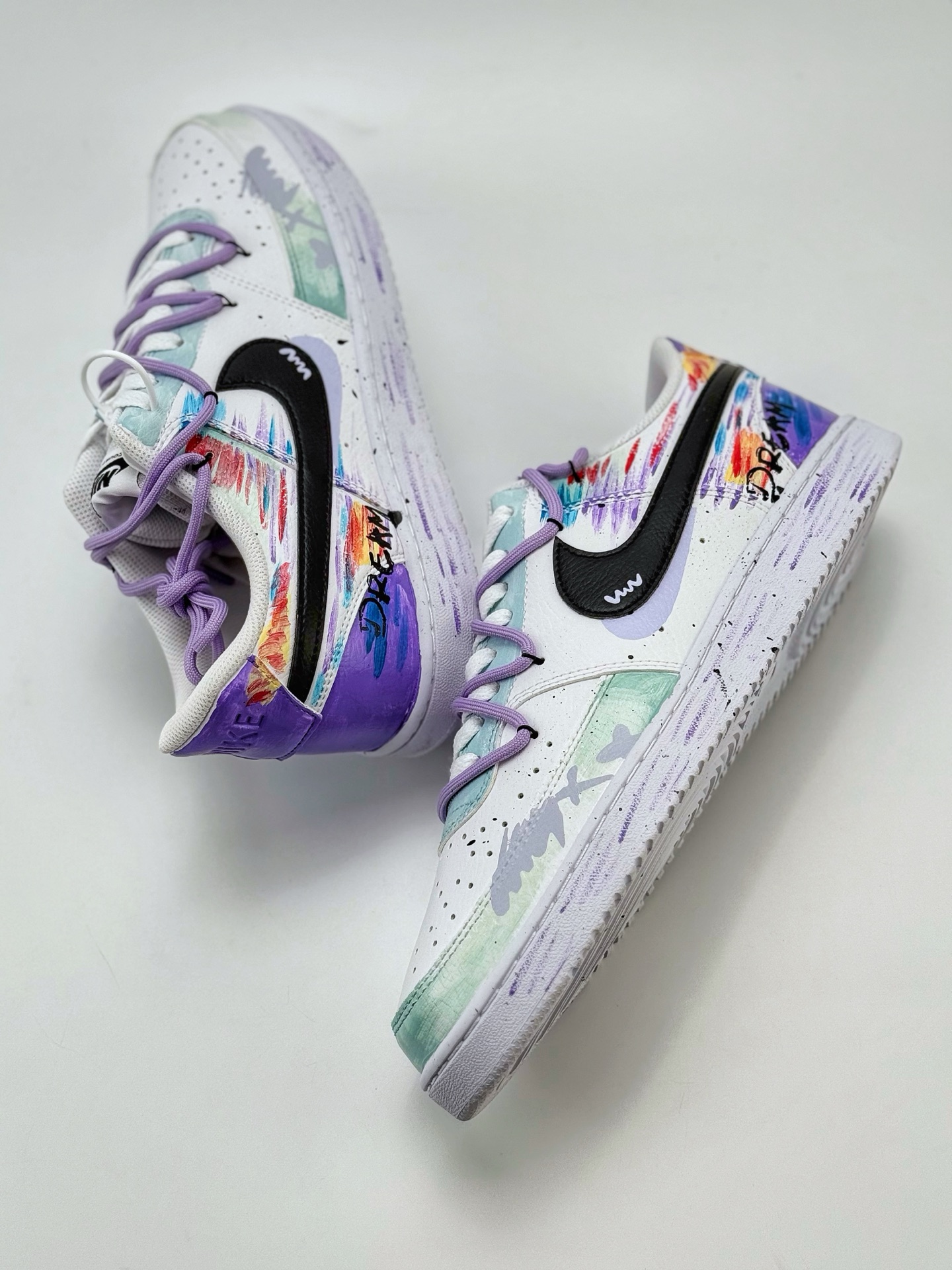 Nike Court Vision Low 元素周期 手绘涂鸦 渐变彩绘 蓝白紫 休闲运动板鞋 DH2978-101