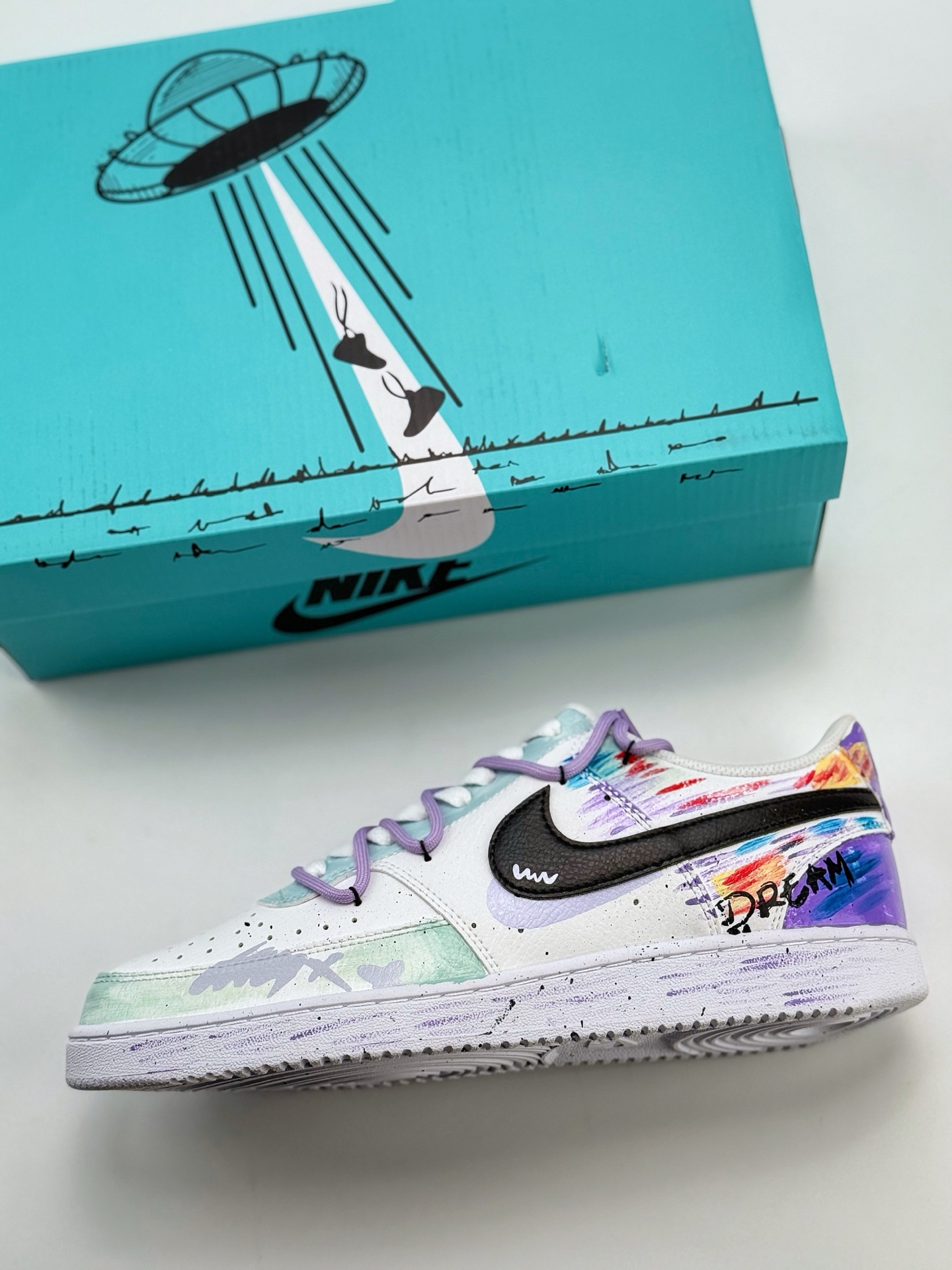 Nike Court Vision Low 元素周期 手绘涂鸦 渐变彩绘 蓝白紫 休闲运动板鞋 DH2978-101