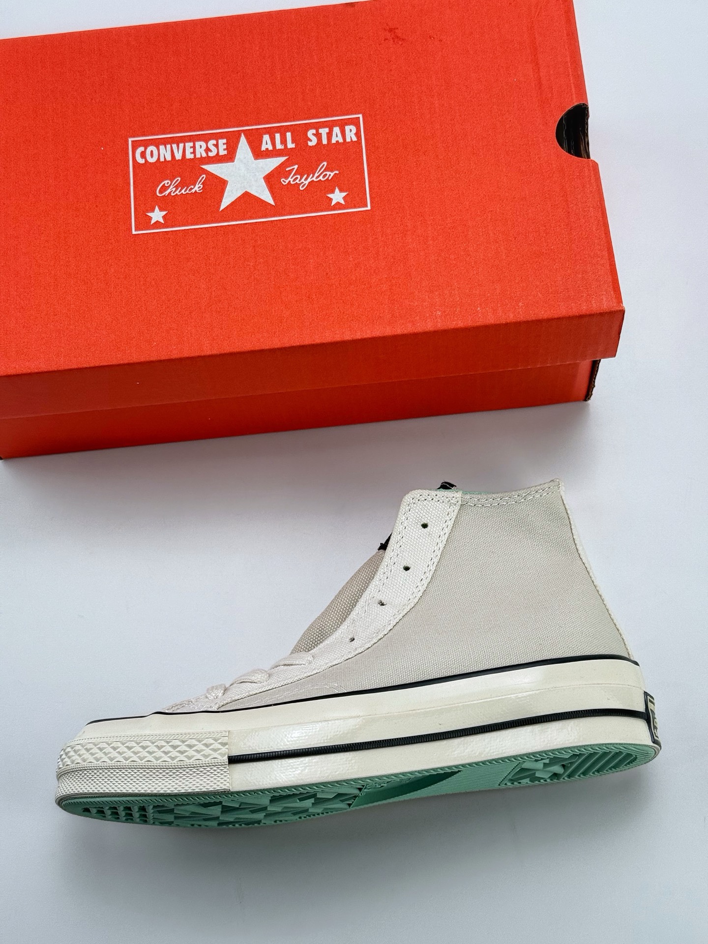 Converse Chuck 70s新款 当季新品 拼接白绿撞色帆布鞋 A00742C