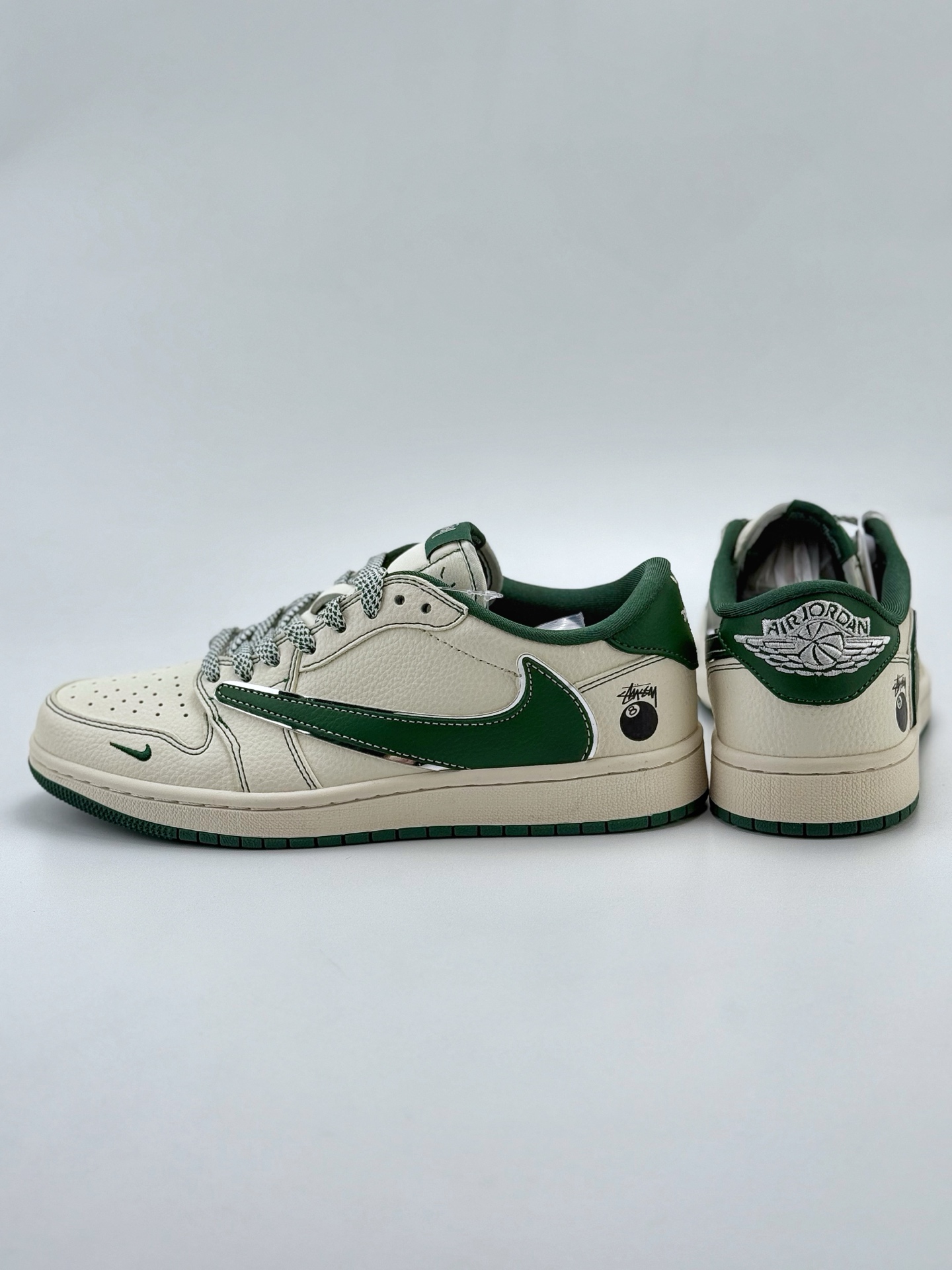 280 Travis Scott x Nike Air Jordan 1 Low x Stussy Air Jordan 1 Low 反转白绿小钩满天星倒钩  ZH2598-243