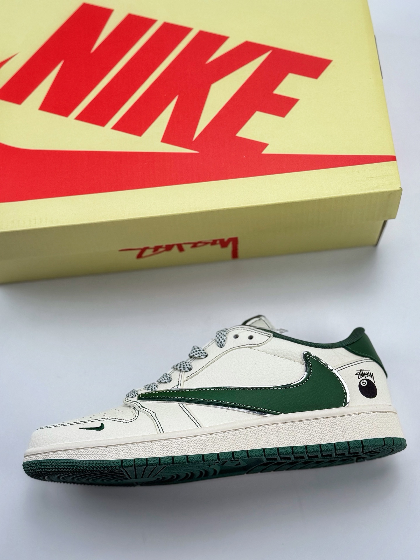 280 Travis Scott x Nike Air Jordan 1 Low x Stussy Air Jordan 1 Low 反转白绿小钩满天星倒钩  ZH2598-243