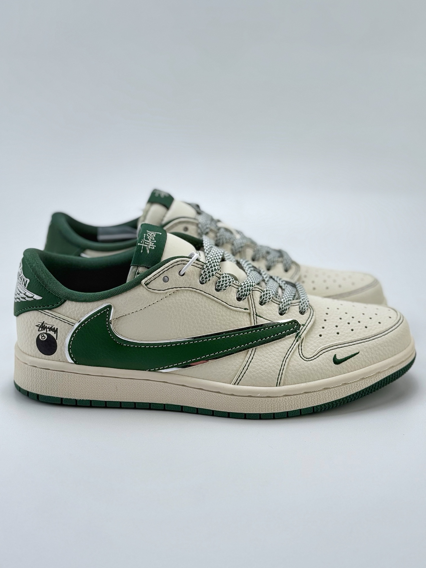 280 Travis Scott x Nike Air Jordan 1 Low x Stussy Air Jordan 1 Low 反转白绿小钩满天星倒钩  ZH2598-243