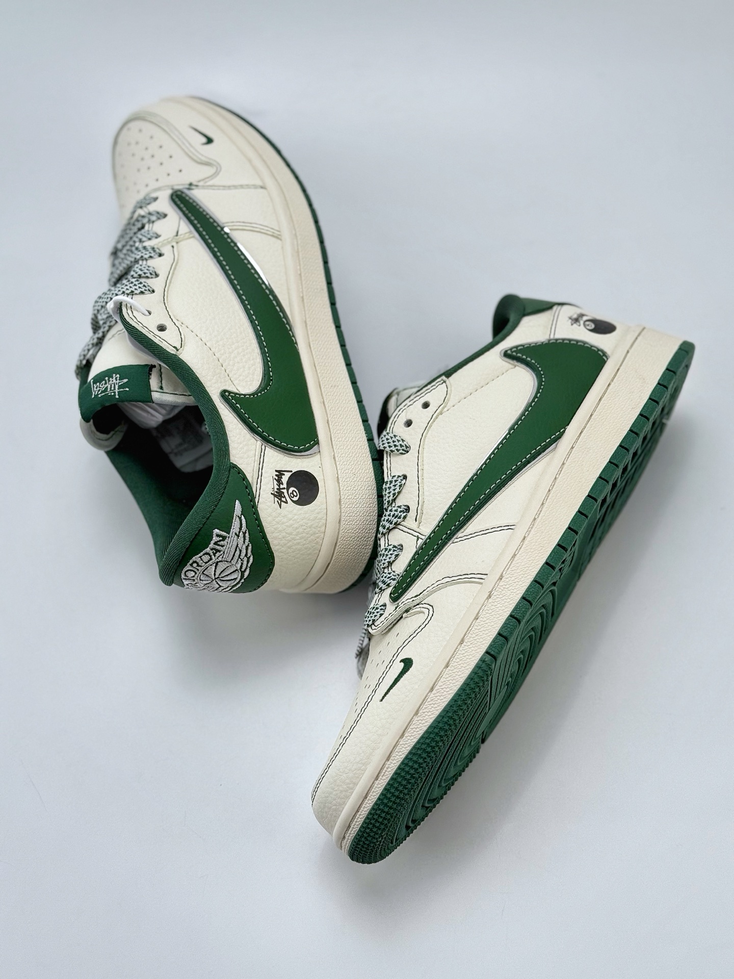 280 Travis Scott x Nike Air Jordan 1 Low x Stussy Air Jordan 1 Low 反转白绿小钩满天星倒钩  ZH2598-243