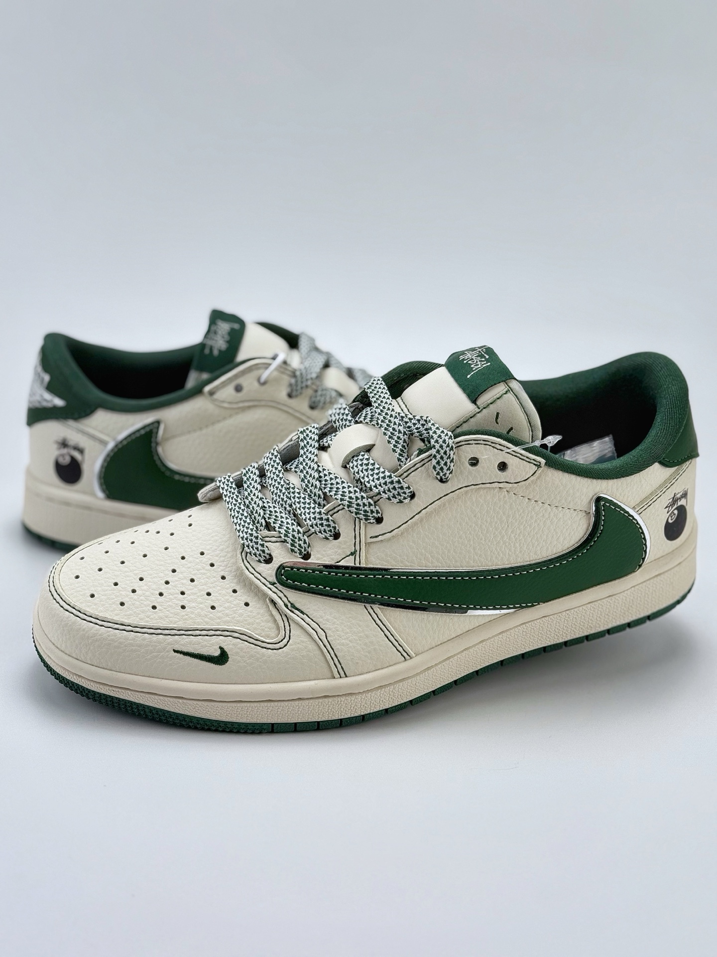 280 Travis Scott x Nike Air Jordan 1 Low x Stussy Air Jordan 1 Low 反转白绿小钩满天星倒钩  ZH2598-243