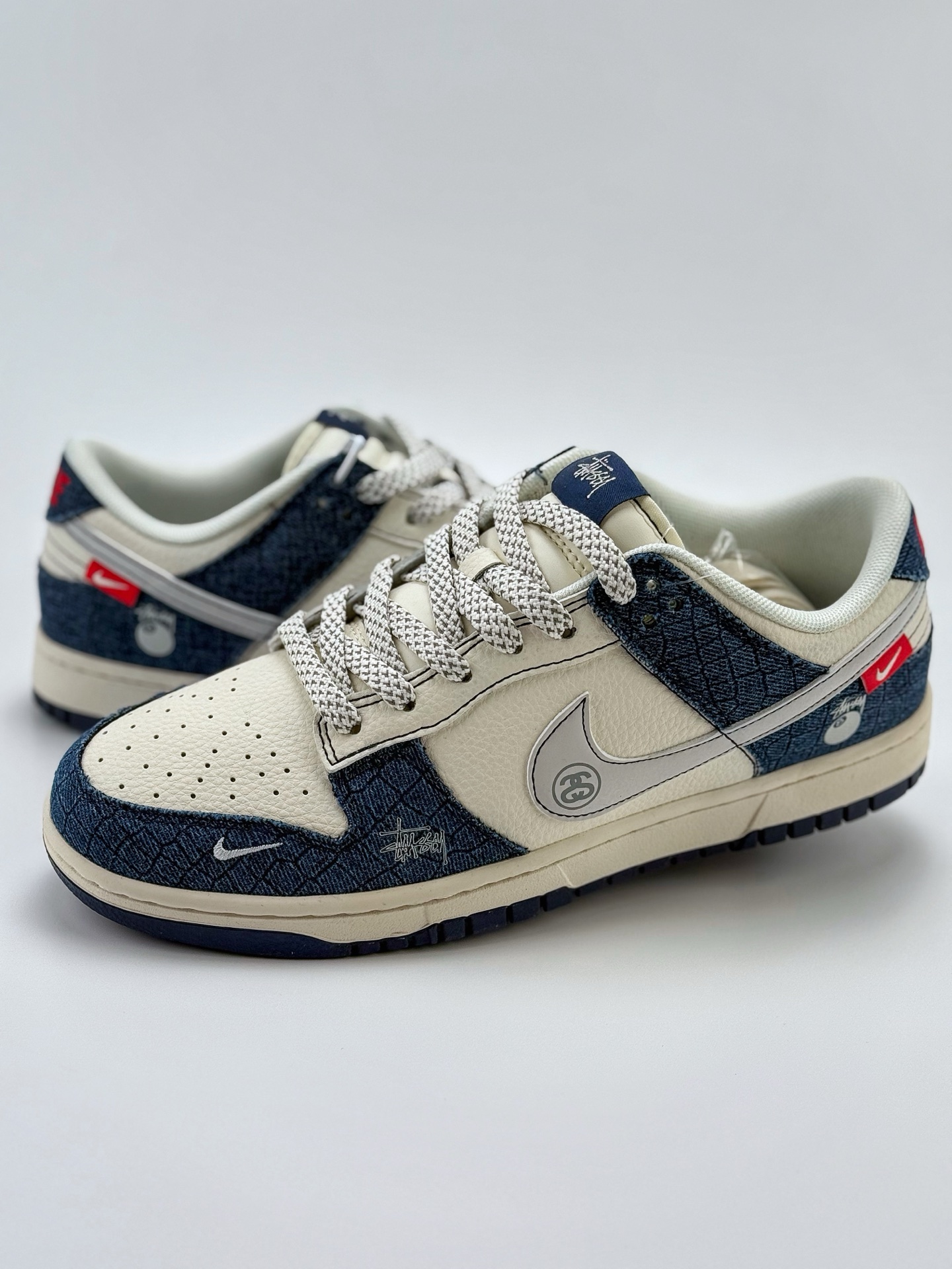 280 Nike SB Dunk Low x Stussy 白牛仔蓝小钩满天星  ZH2598-268