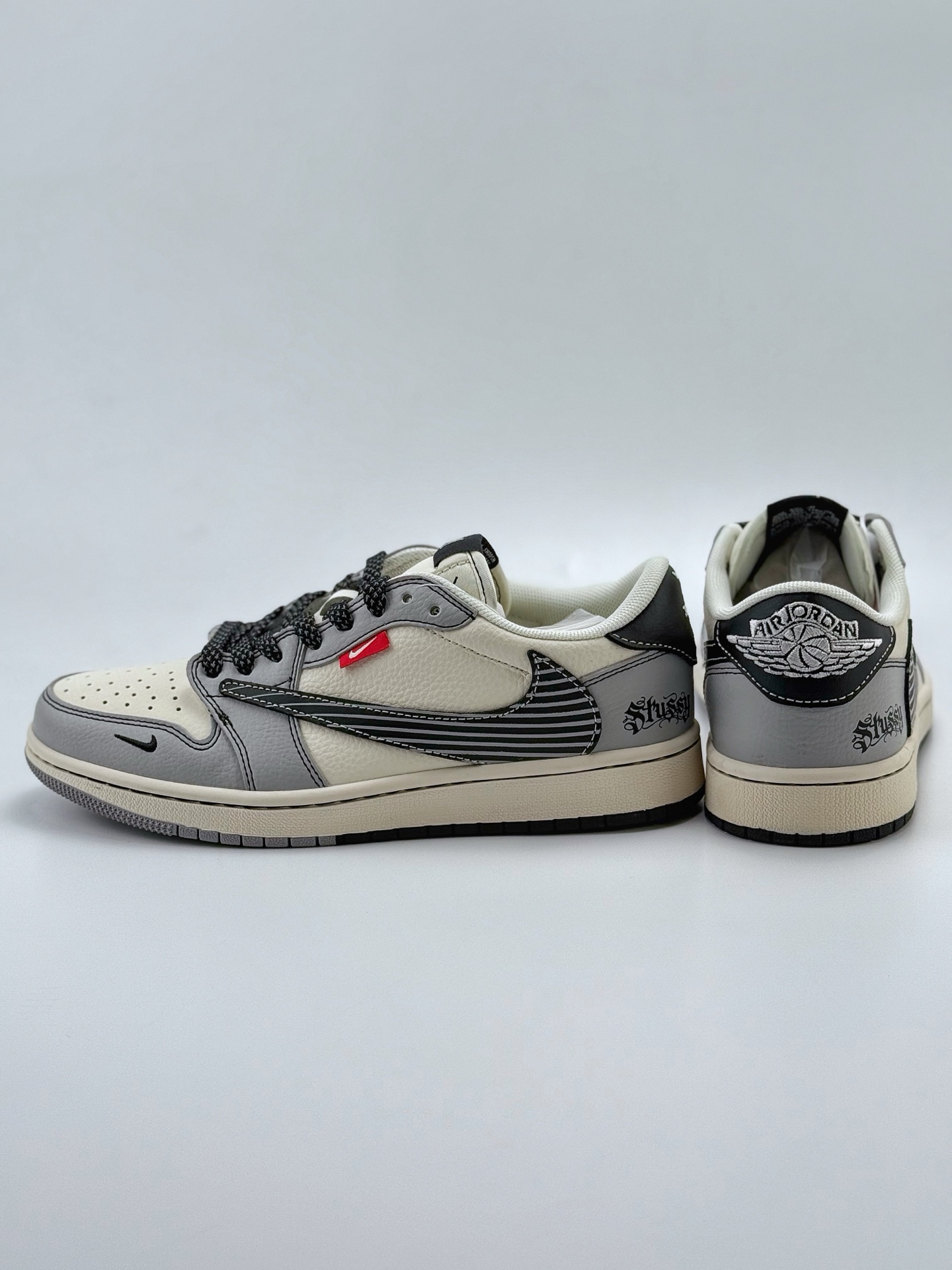 280 Travis Scott x Nike Air Jordan 1 Low x Stussy Air Jordan 1 Low 反转白灰小钩满天星倒钩 JJ2508-550
