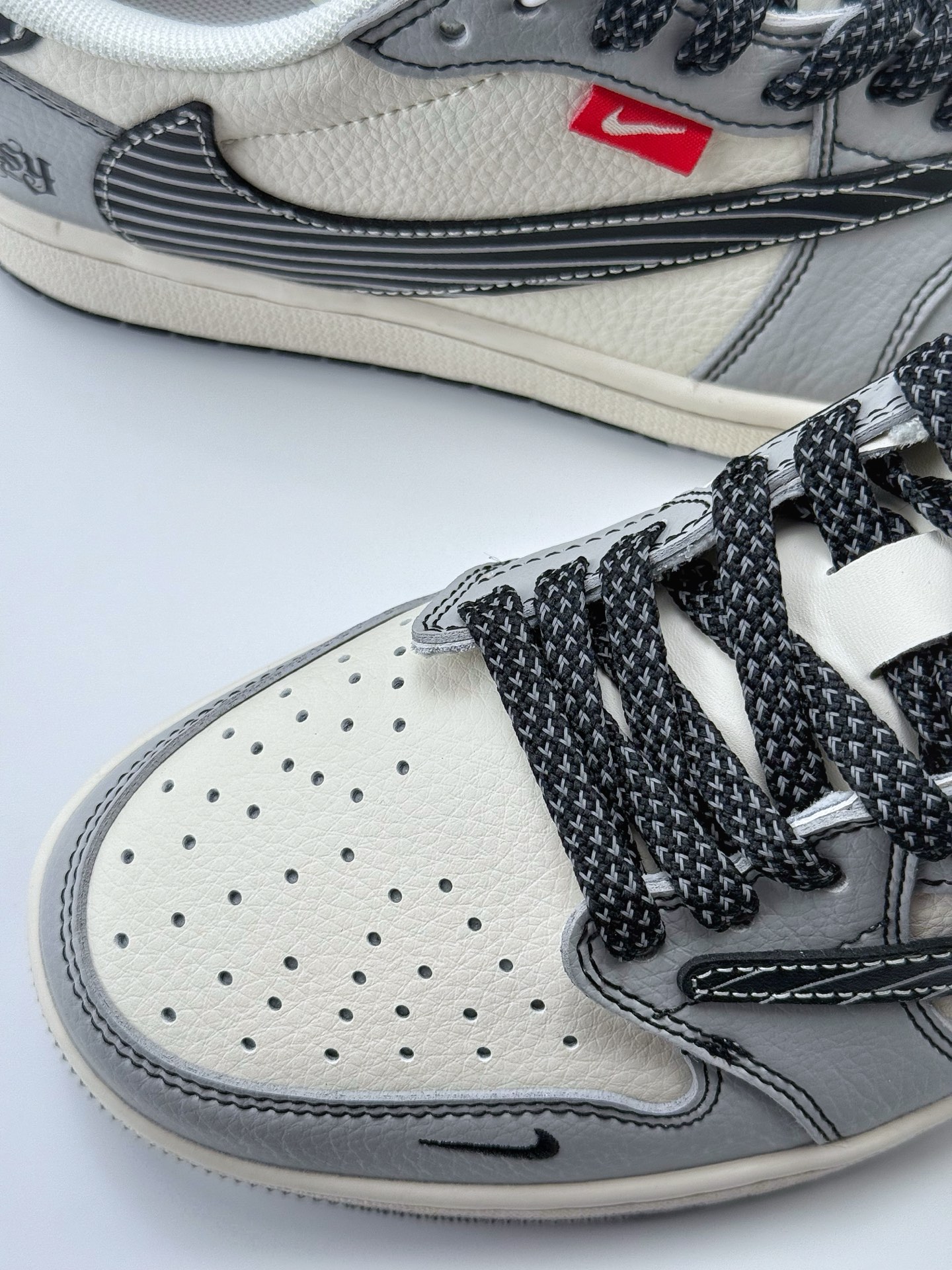 280 Travis Scott x Nike Air Jordan 1 Low x Stussy Air Jordan 1 Low 反转白灰小钩满天星倒钩 JJ2508-550