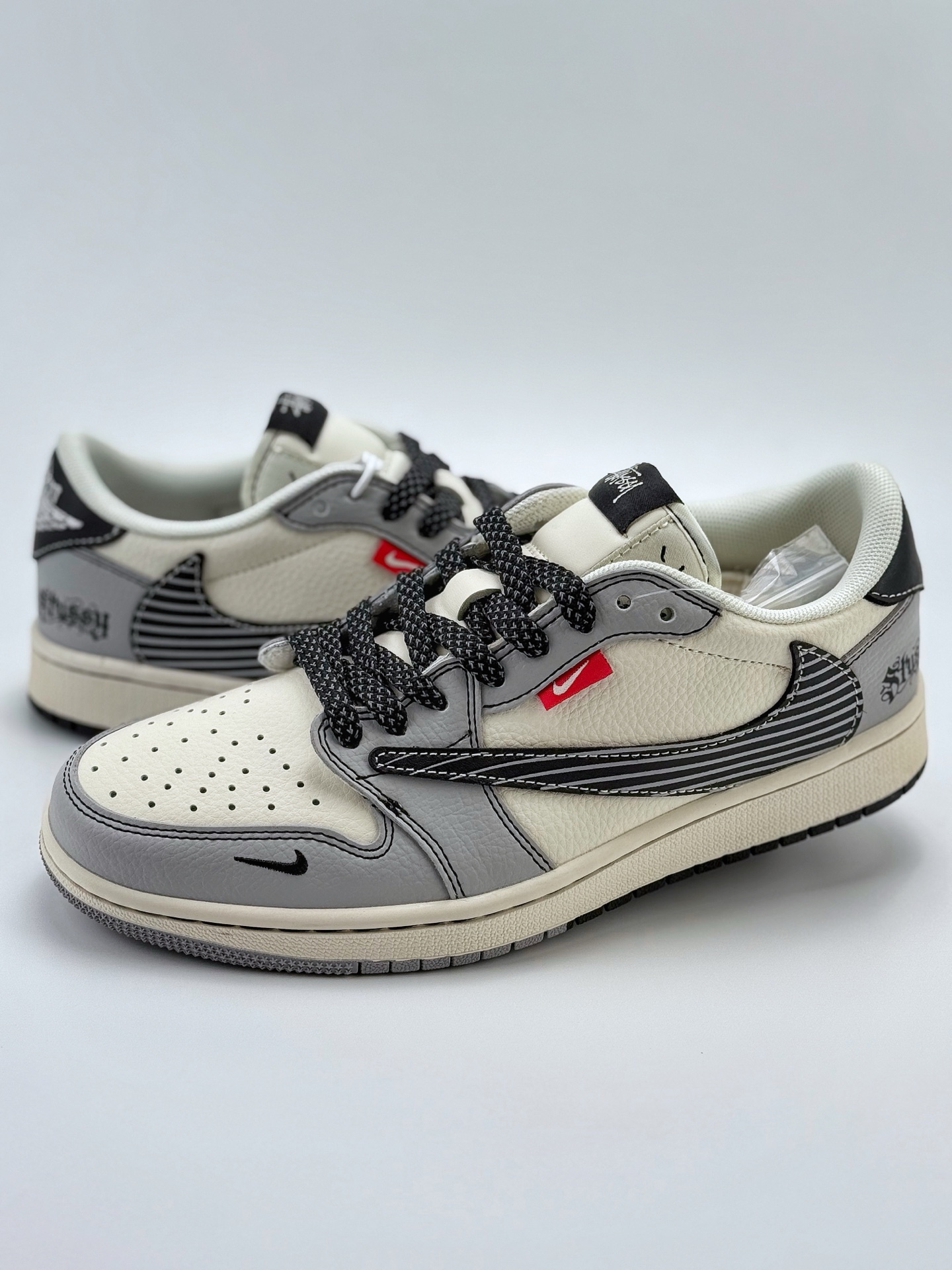 280 Travis Scott x Nike Air Jordan 1 Low x Stussy Air Jordan 1 Low 反转白灰小钩满天星倒钩 JJ2508-550