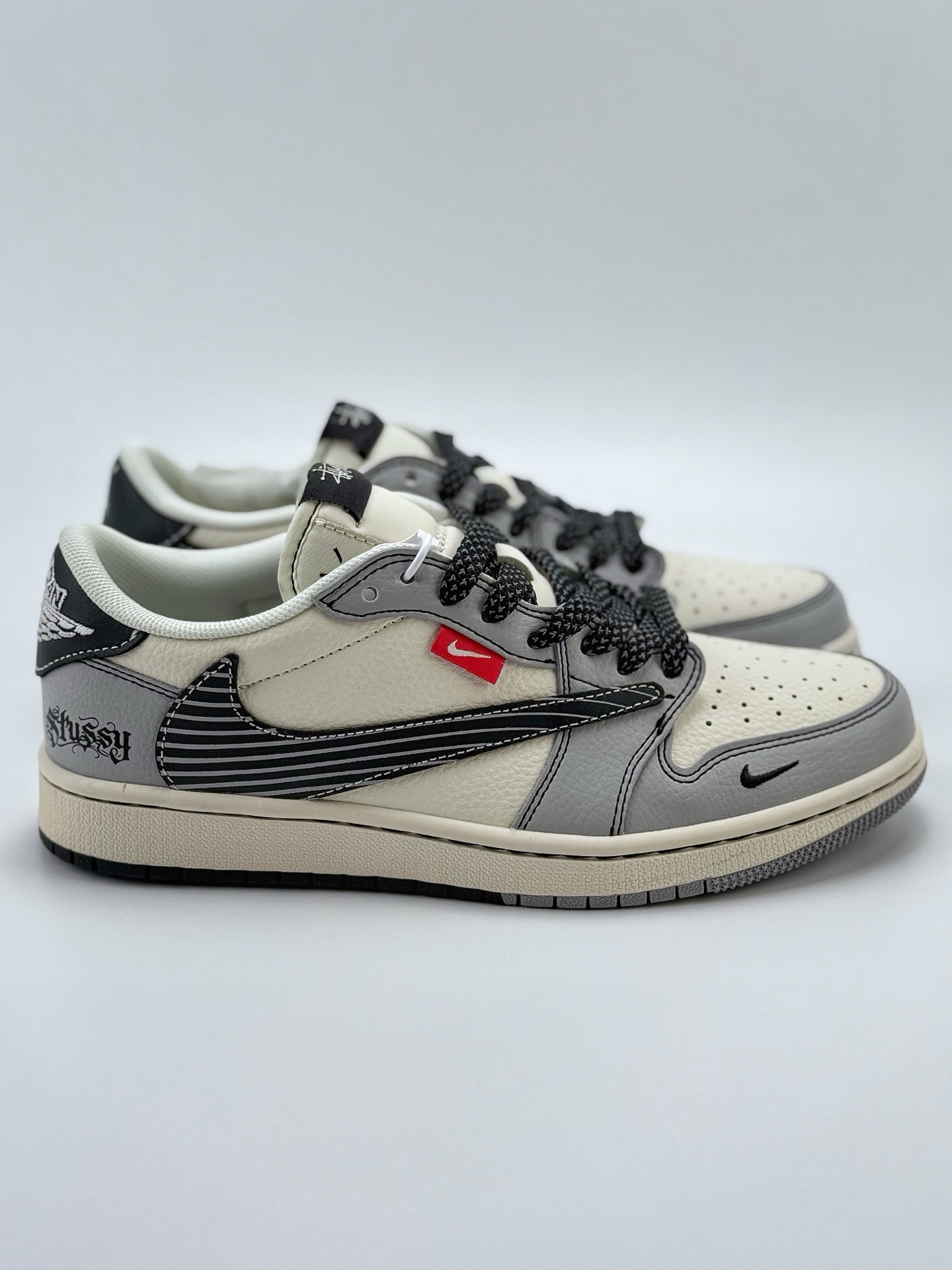 280 Travis Scott x Nike Air Jordan 1 Low x Stussy Air Jordan 1 Low 反转白灰小钩满天星倒钩 JJ2508-550