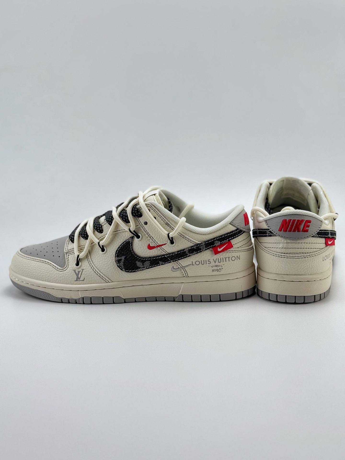 300 Nike SB Dunk Low x Louis Vuitton 白灰黑双小钩绑带满天星 FC1688-218
