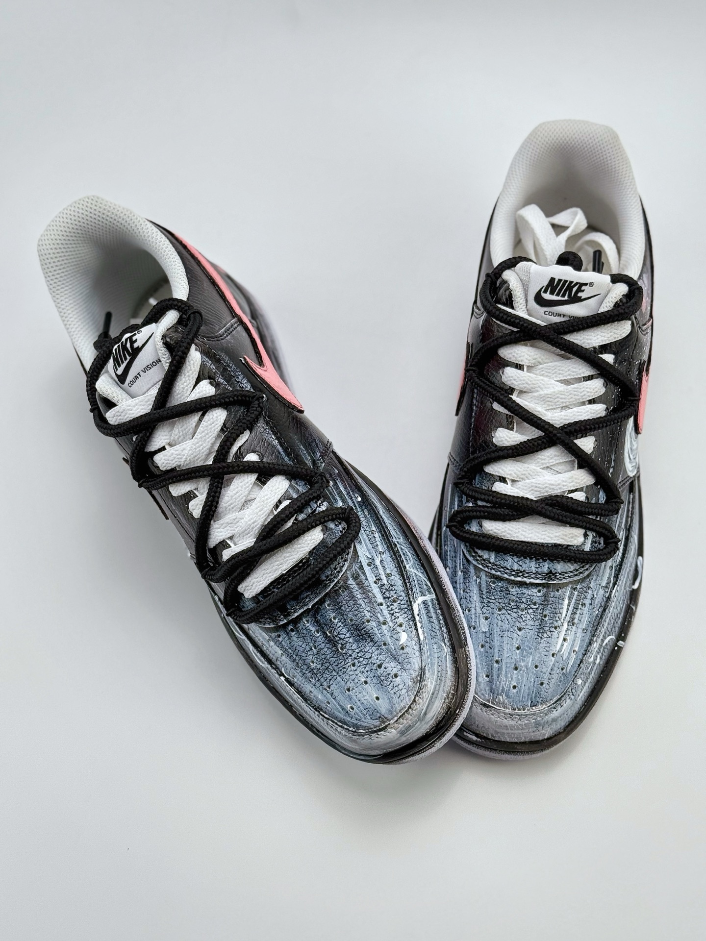 260 Nike Court Vision Low SSS制造 病变2.0 泼墨抽象 哥特毒液 黑白粉 休闲运动板鞋 DH2987-212