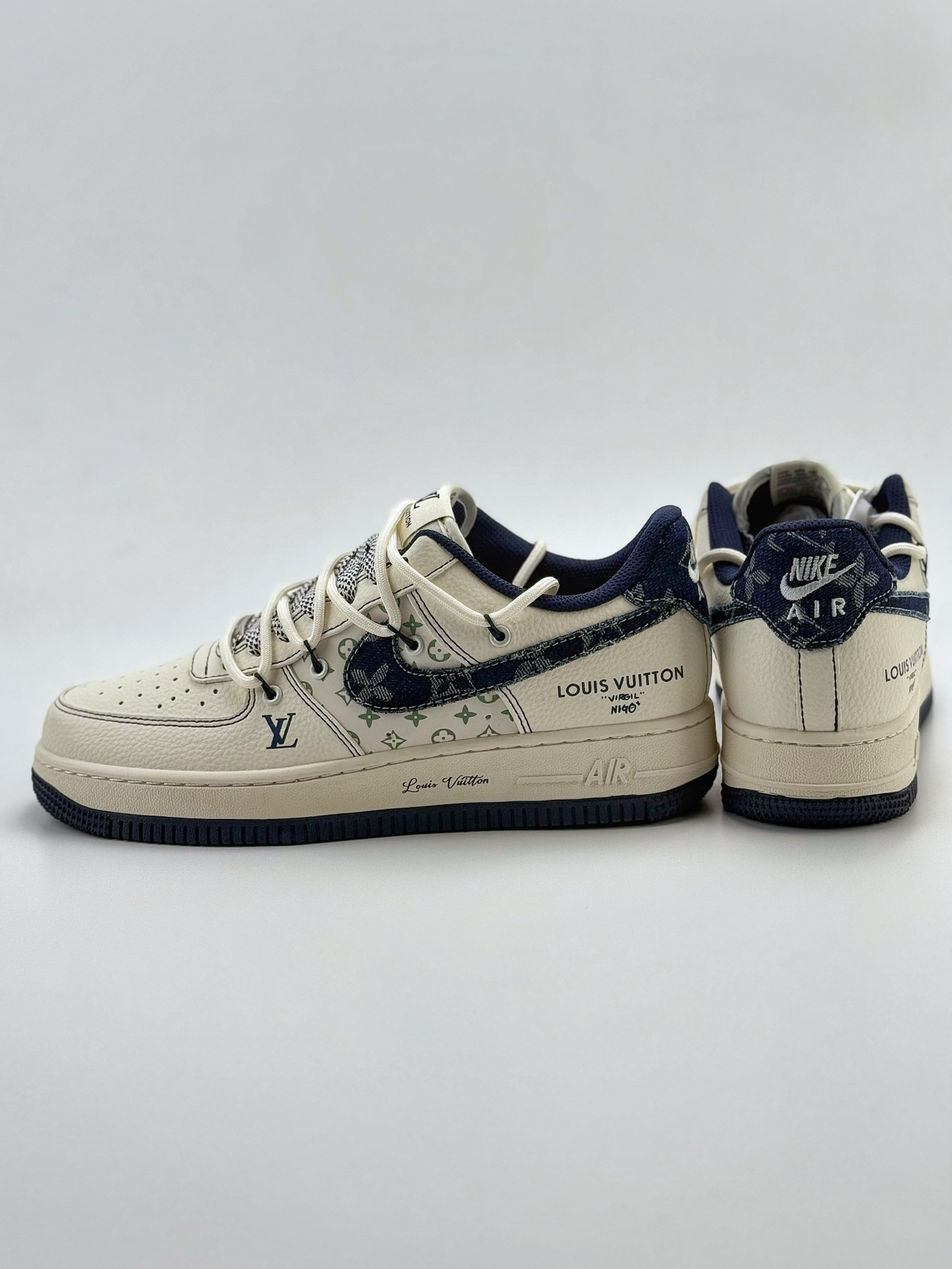 260 Nike Air Force 1 Low 07 x Louis Vuitton 白蓝牛仔绑带满天星  DM6868-060