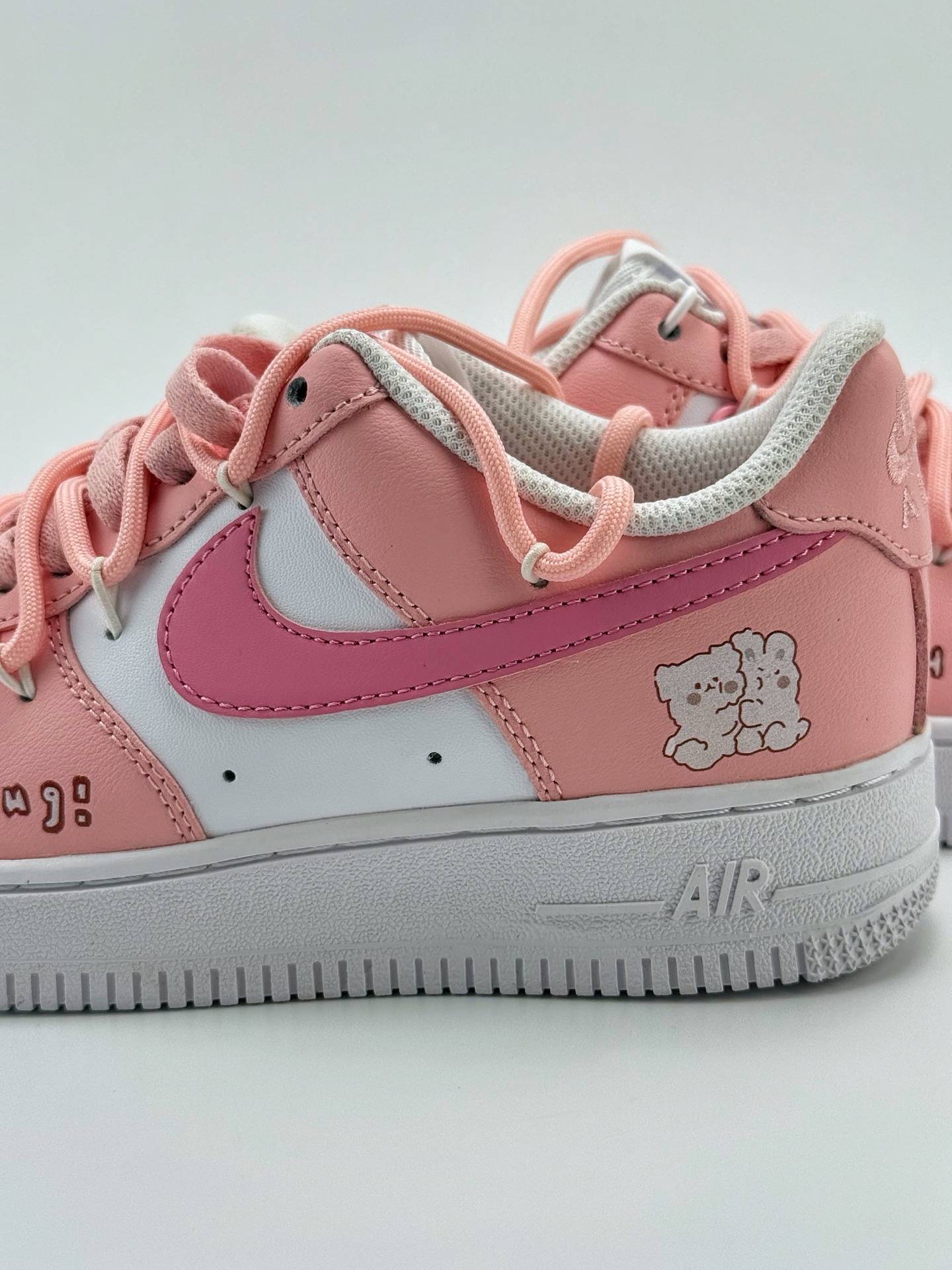 260 Nike Air Force 1 Low 07 叁次实验室 多巴胺穿搭 粉底抱抱熊 白粉绑带 YY2023-762