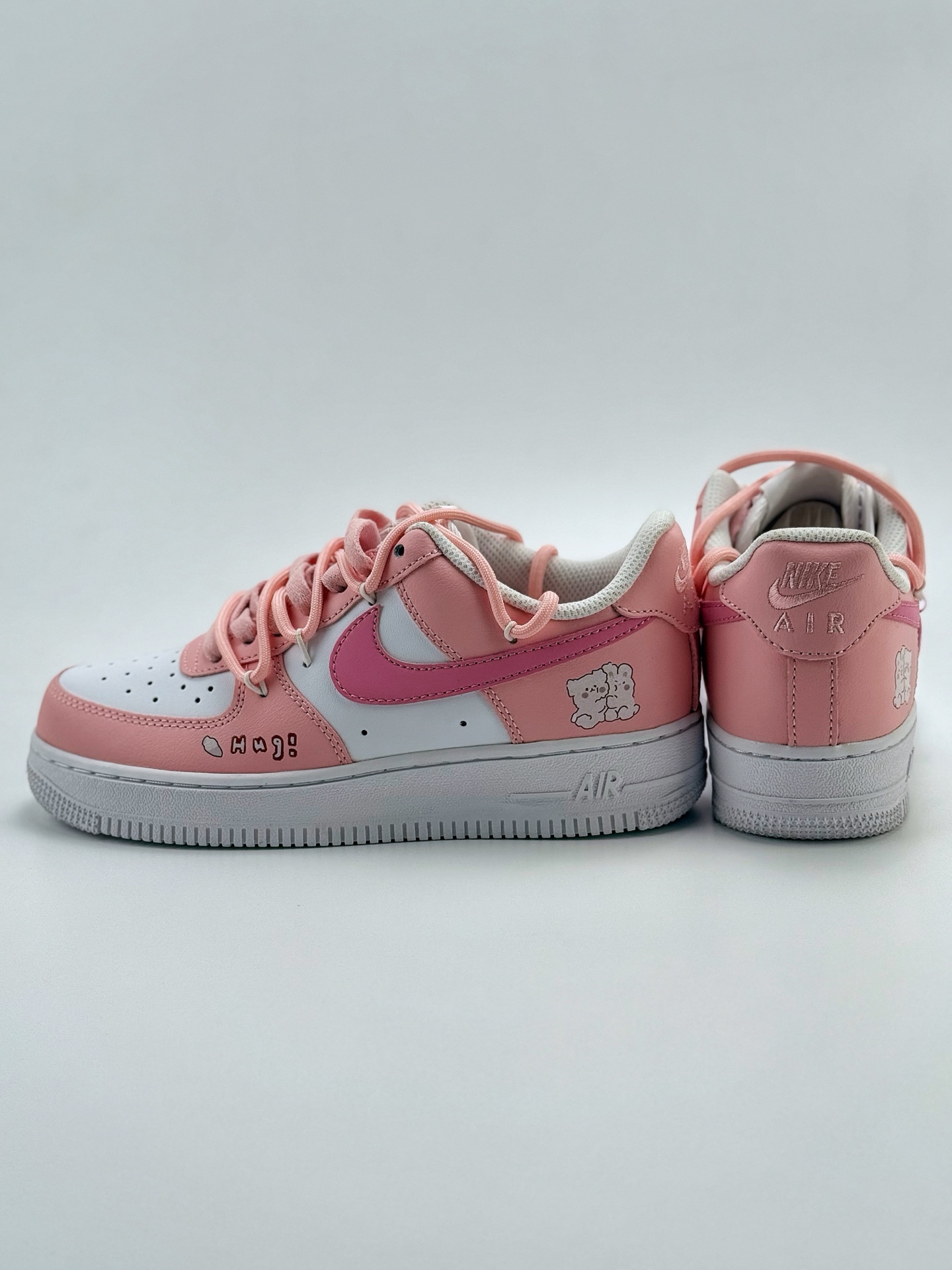260 Nike Air Force 1 Low 07 叁次实验室 多巴胺穿搭 粉底抱抱熊 白粉绑带 YY2023-762