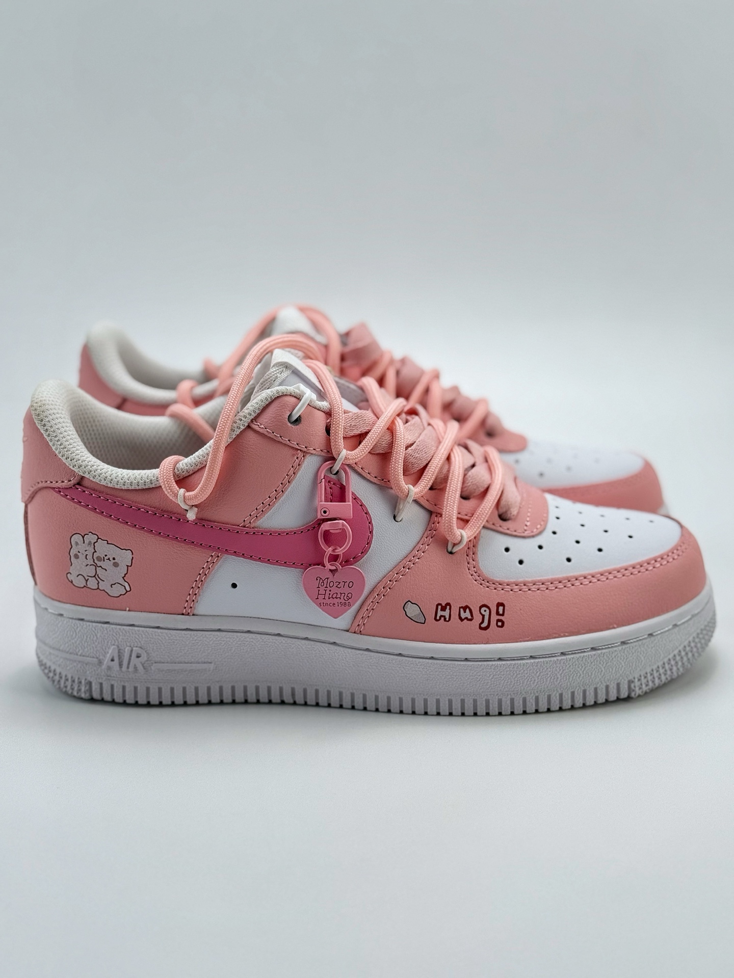 260 Nike Air Force 1 Low 07 叁次实验室 多巴胺穿搭 粉底抱抱熊 白粉绑带 YY2023-762