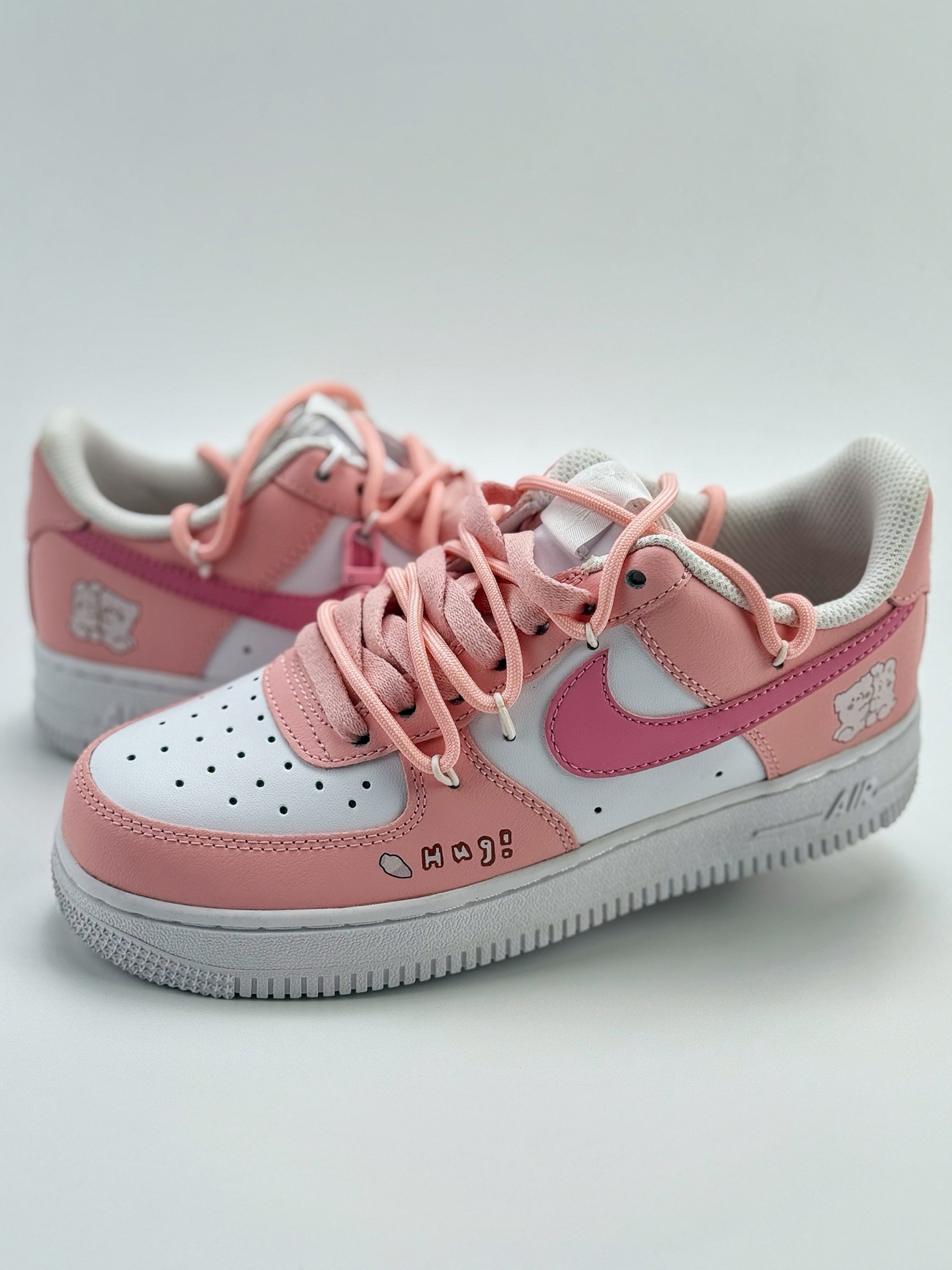 260 Nike Air Force 1 Low 07 叁次实验室 多巴胺穿搭 粉底抱抱熊 白粉绑带 YY2023-762