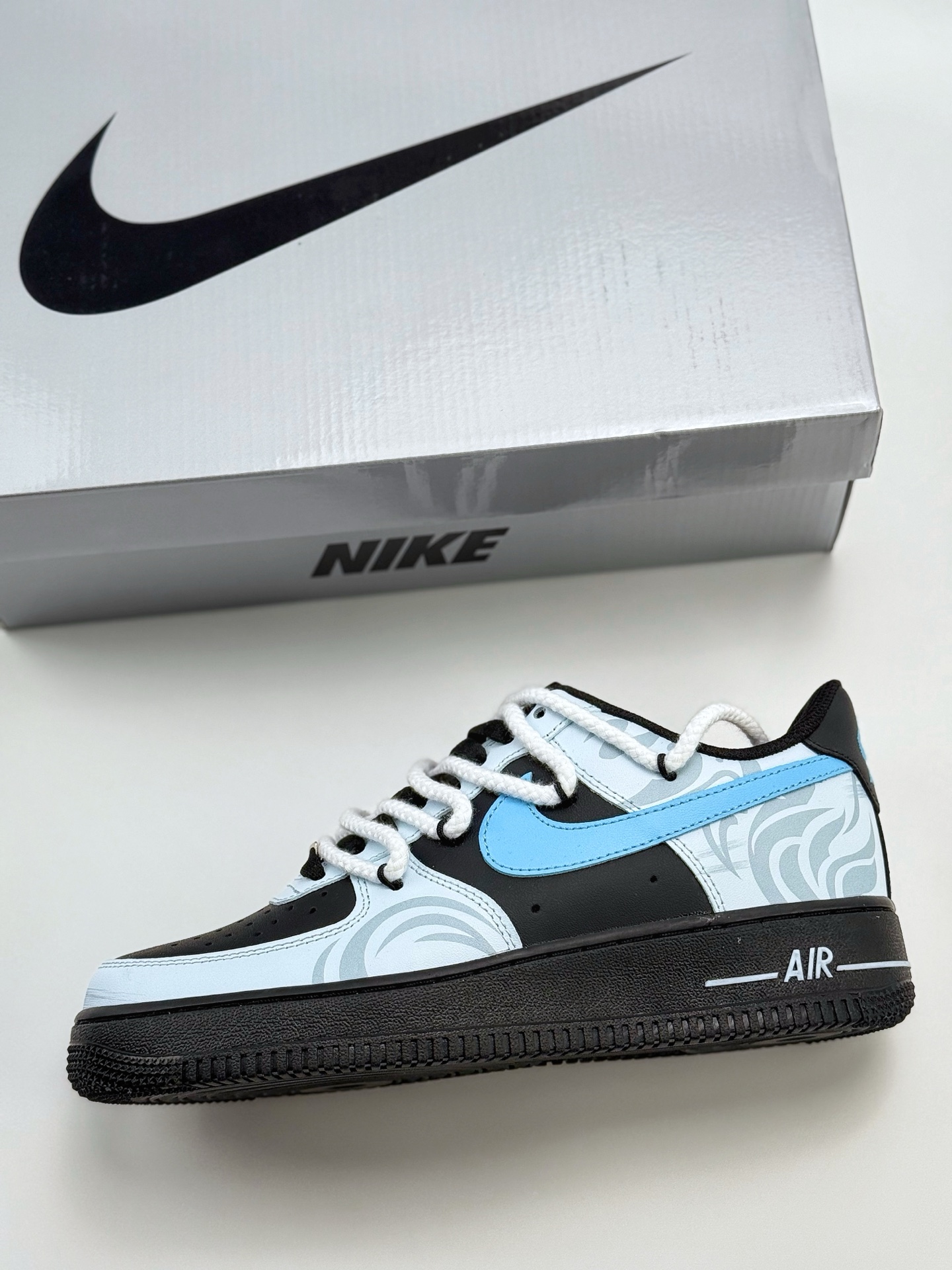 260 Nike Air Force 1 Low 07 霜凛 射影 清冷 扇子 图腾喷绘 蓝黑  ZH0316-065