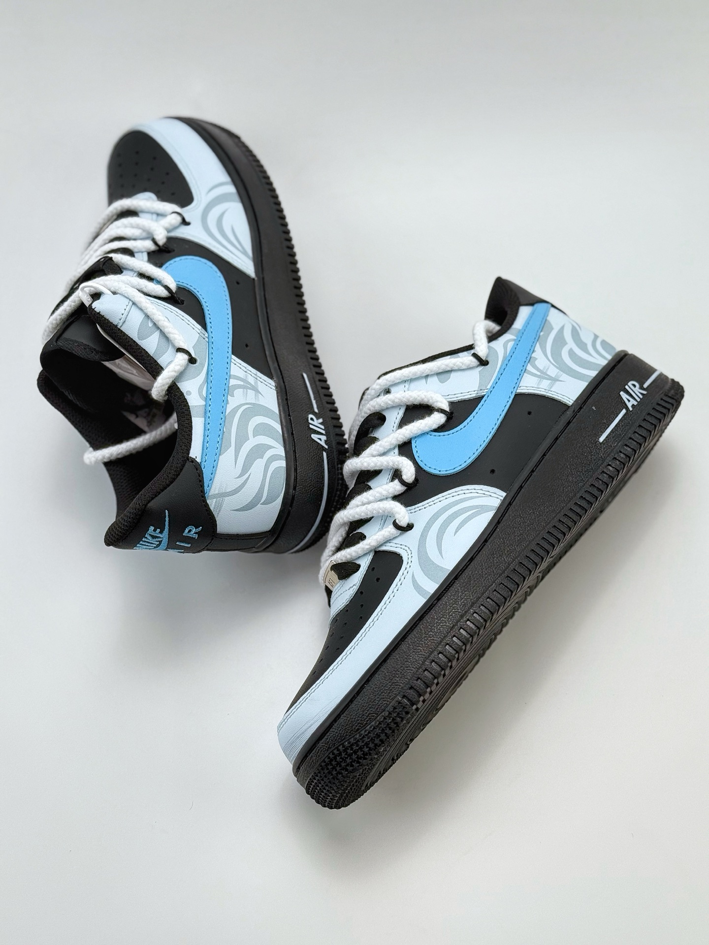 260 Nike Air Force 1 Low 07 霜凛 射影 清冷 扇子 图腾喷绘 蓝黑  ZH0316-065