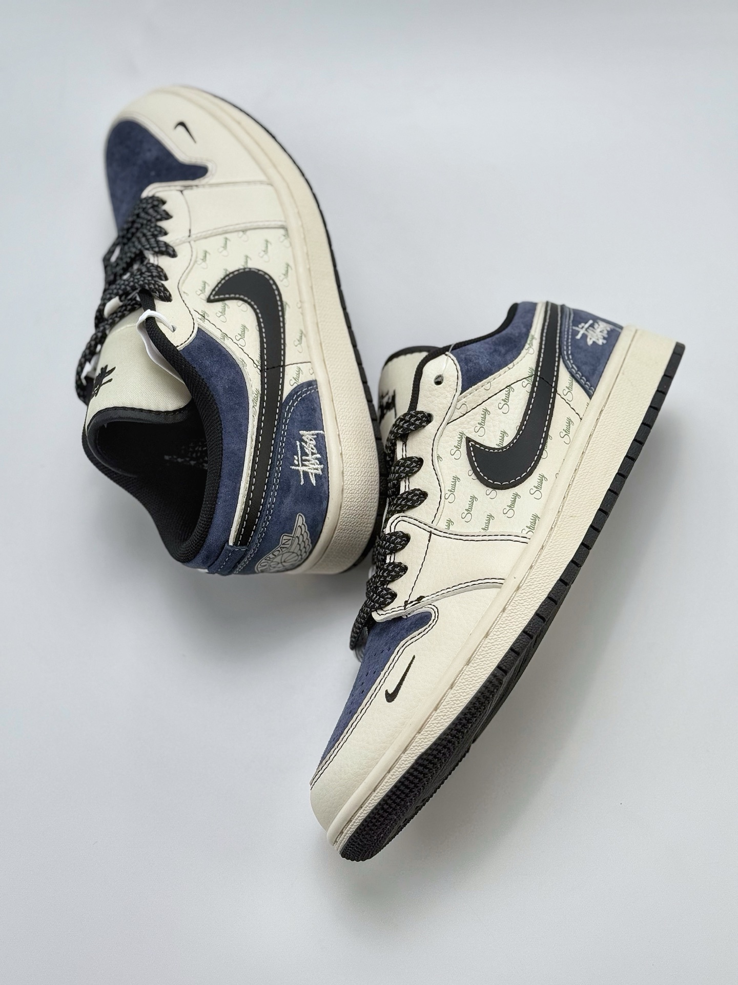 240 Air Jordan 1 Retro Low x Stussy 白蓝黑小钩满天星   XS6086-017