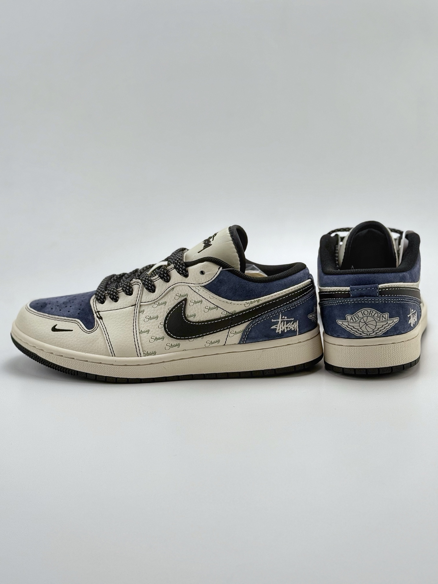 240 Air Jordan 1 Retro Low x Stussy 白蓝黑小钩满天星   XS6086-017