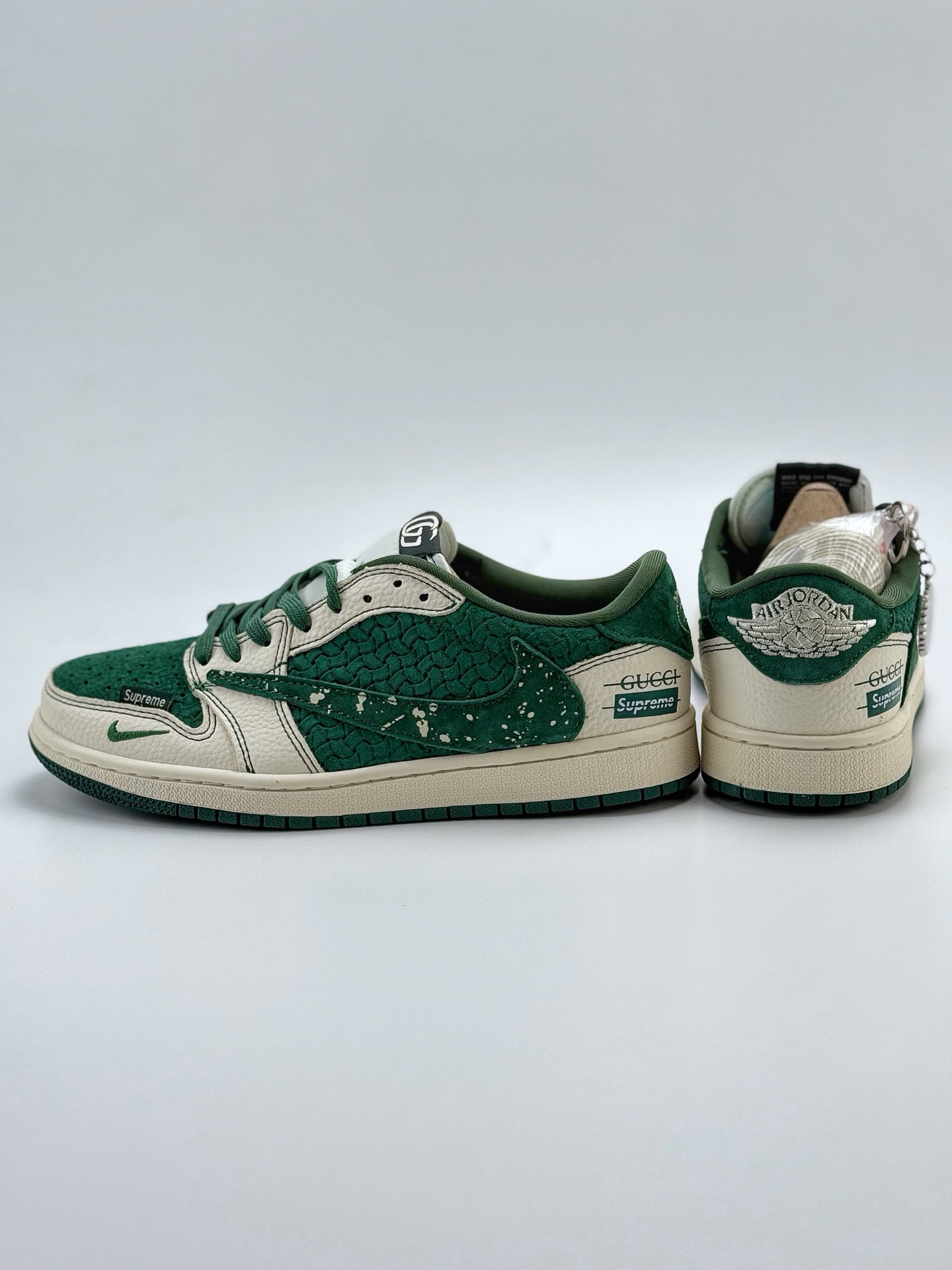 280 Travis Scott x Nike Air Jordan 1 Low x GUCCI x Supreme Air Jordan 1 Low 反转白绿小钩倒钩  XS2024-008
