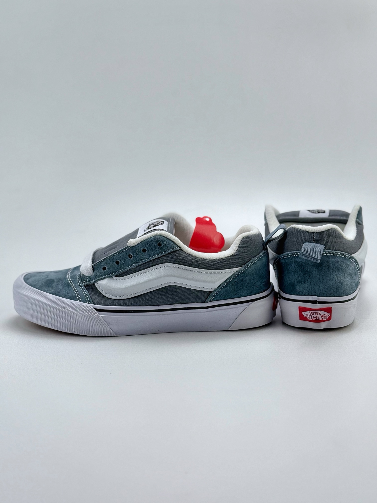 140 Vans Knu Skool 灰兰 肥胖版立体大Logo 加厚鞋舌 低帮复古休闲硫化面包鞋