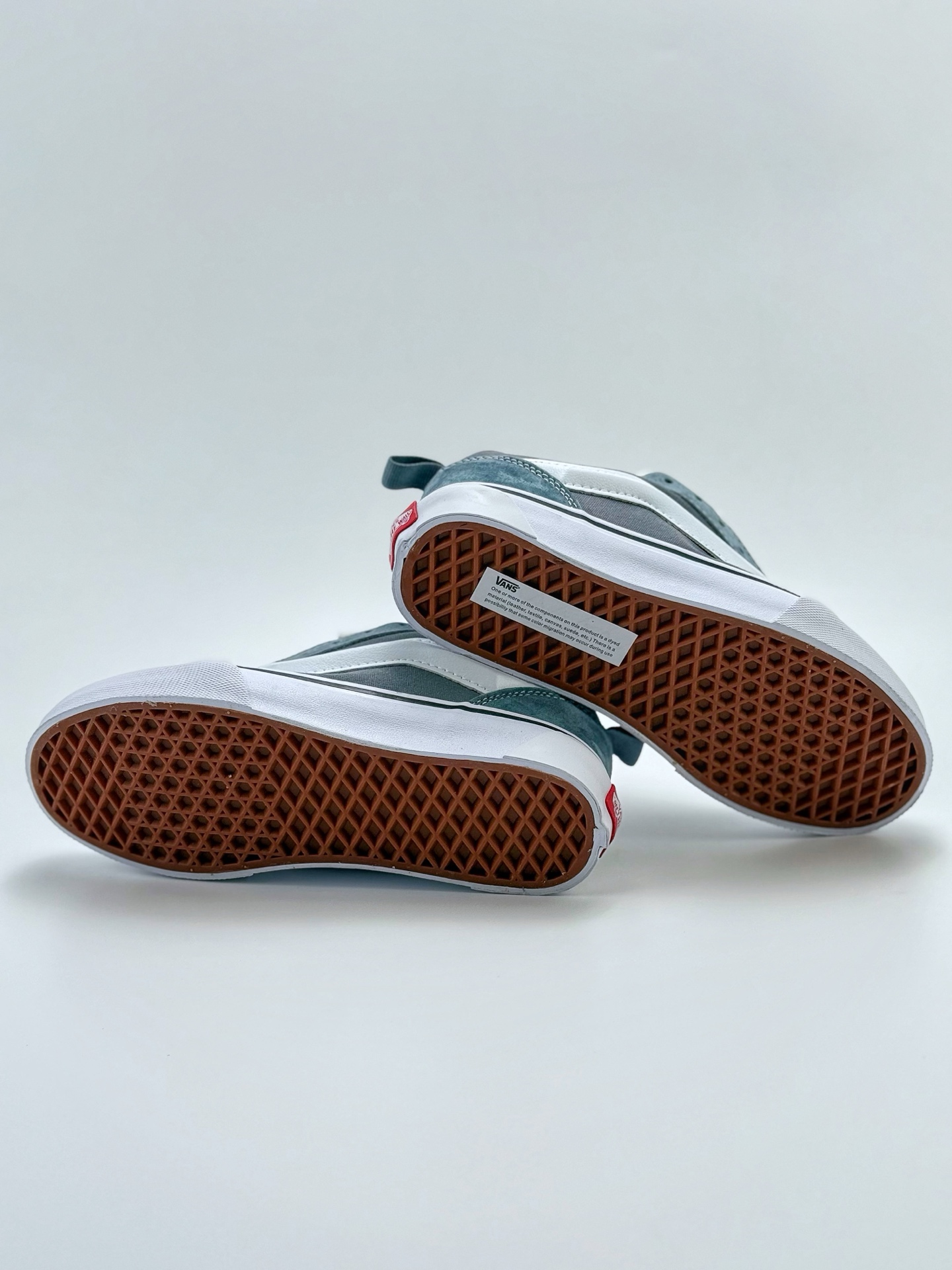 140 Vans Knu Skool 灰兰 肥胖版立体大Logo 加厚鞋舌 低帮复古休闲硫化面包鞋