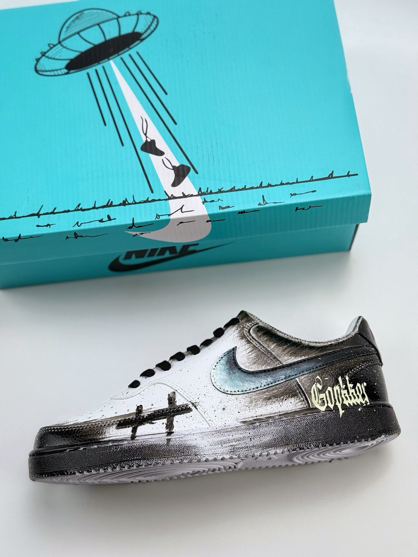 260 Nike Court Vision Low 塔兔 幻影十字架 挂坠 黑暗系 哥特风 黑白 休闲运动板鞋 DH2987-099
