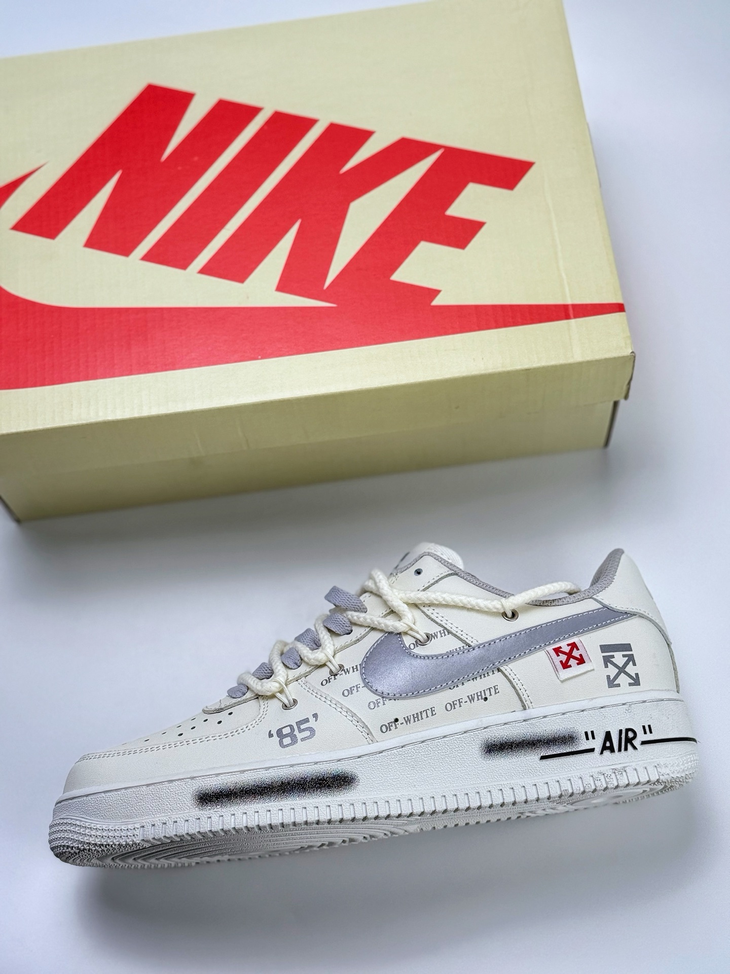 260 Nike Air Force 1 Low 07 x OFF-WHITE 白银绑带  TX 589633