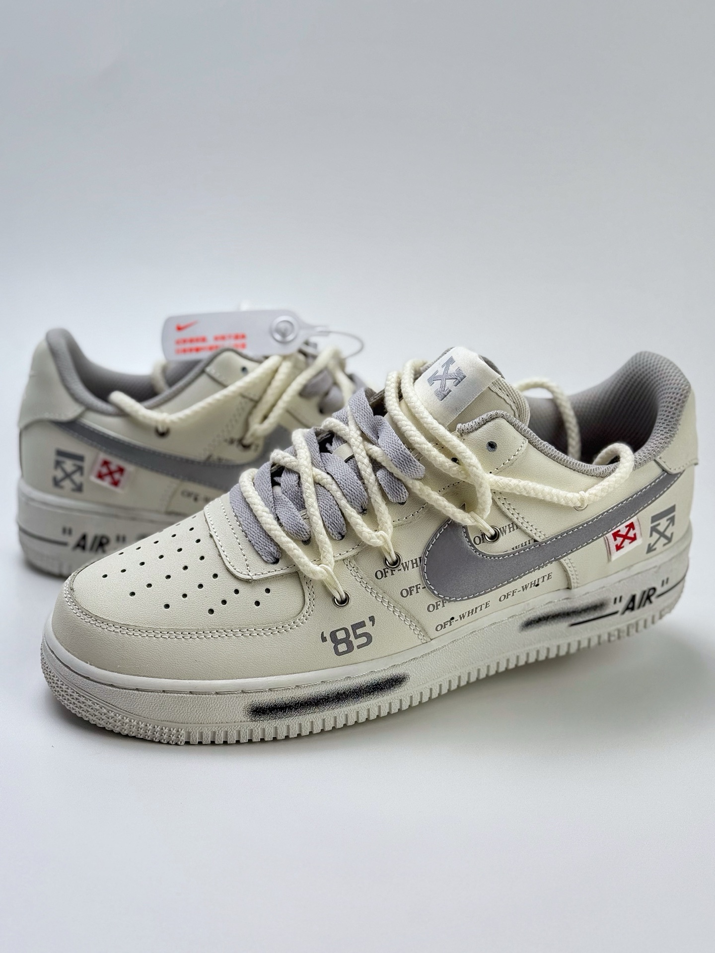 260 Nike Air Force 1 Low 07 x OFF-WHITE 白银绑带  TX 589633