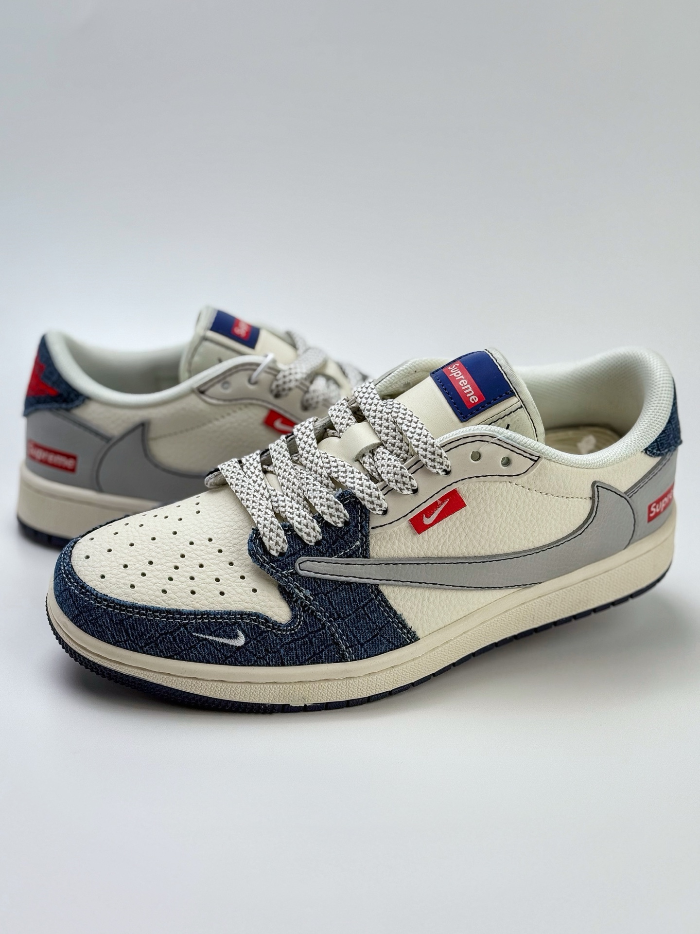 280 Travis Scott x Nike Air Jordan 1 Low x Supreme Air Jordan 1 Low 反转蓝白灰小钩满天星倒钩 JJ2508-565