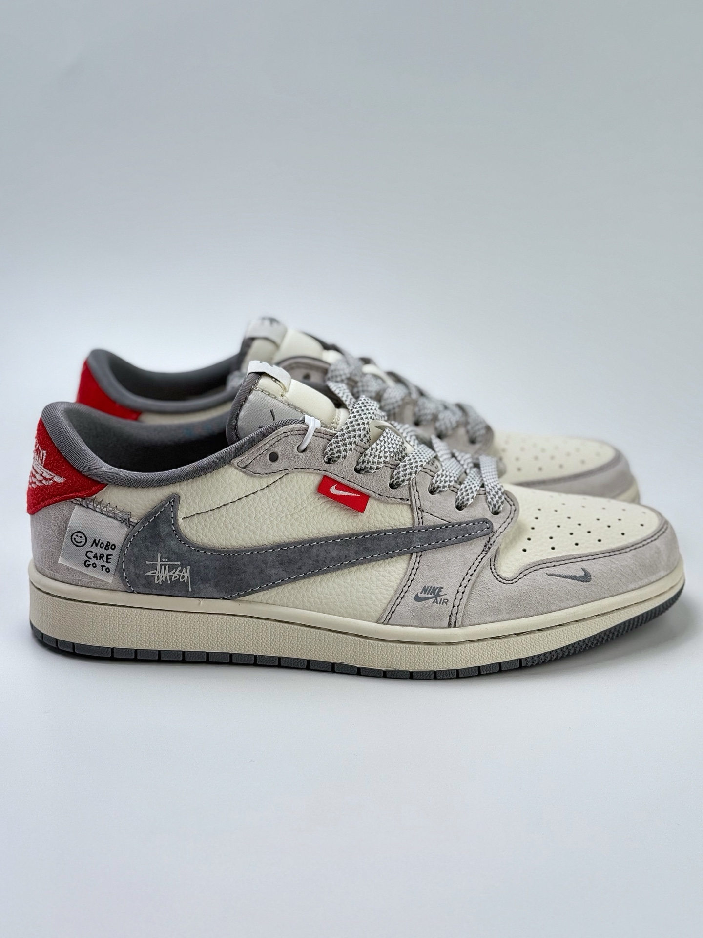 280 Travis Scott x Nike Air Jordan 1 Low x Stussy Air Jordan 1 Low 反转灰白小钩满天星倒钩  YX5066-300