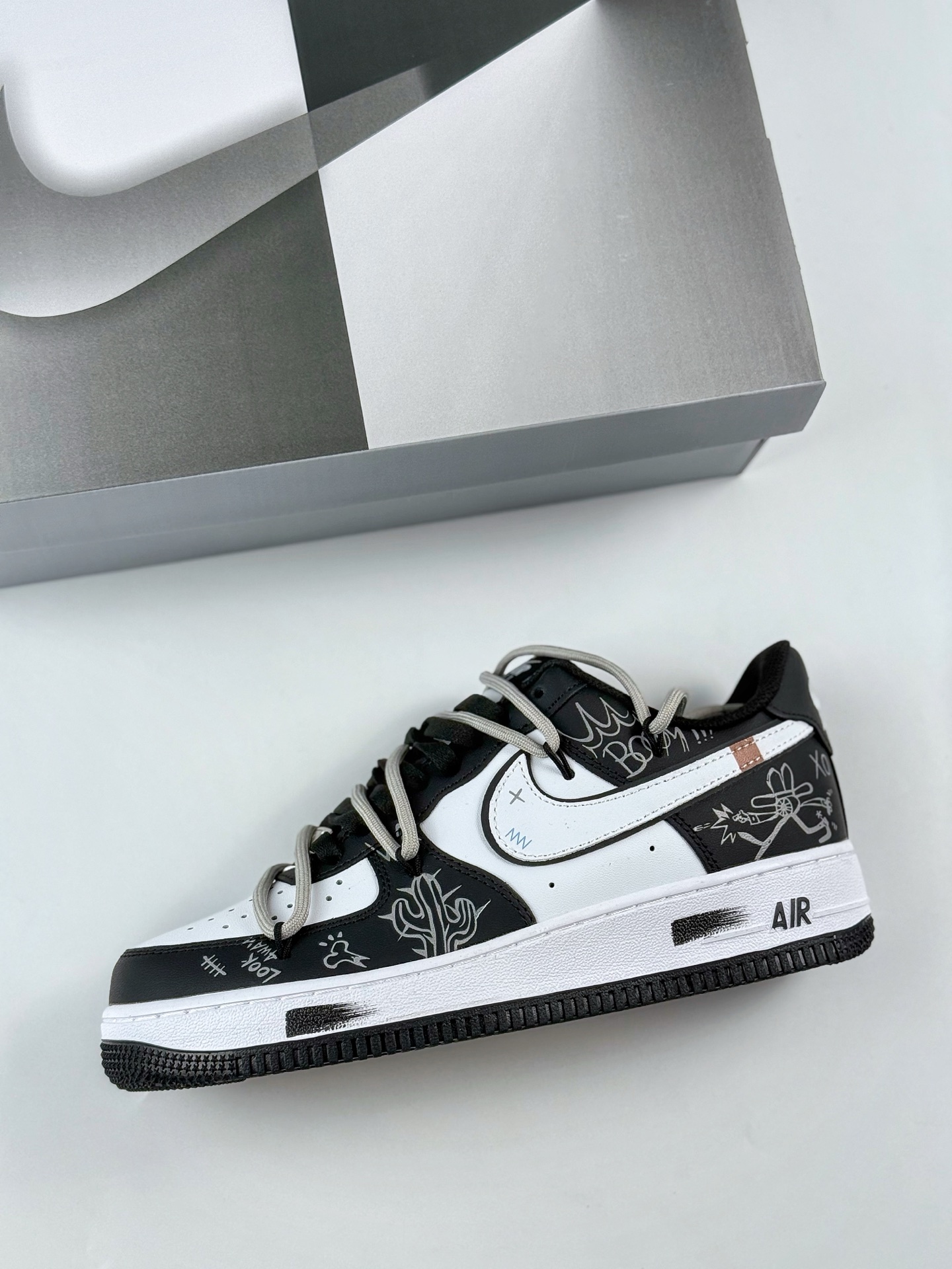 260 Nike Air Force 1 Low 07 解构风 黑白绑带涂鸦 ZH0316-071