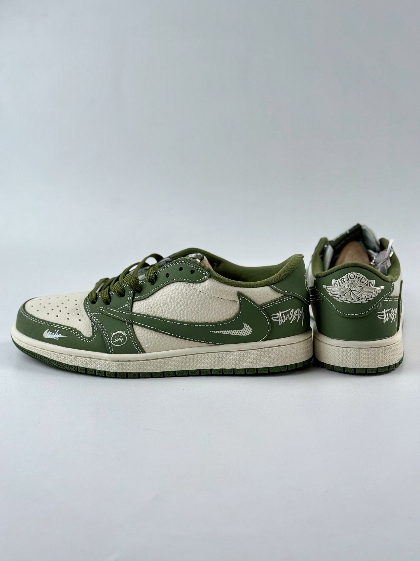 280 Travis Scott x Nike Air Jordan 1 Low x Stussy Air Jordan 1 Low 反转米绿小钩倒钩 XS2024-025